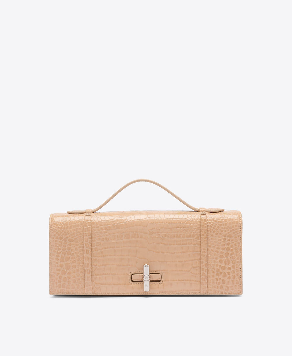 May Buff Embossed Leather Clutch  Malone Souliers