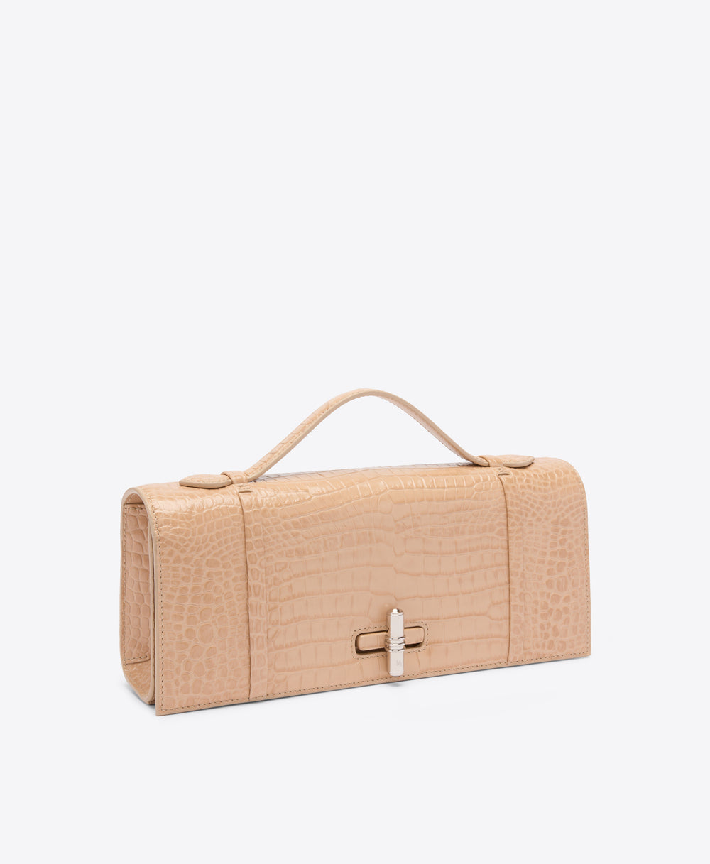 May Buff Embossed Leather Clutch  Malone Souliers