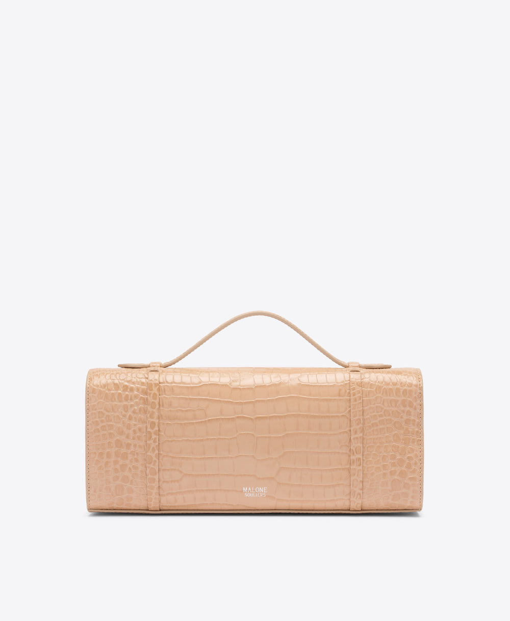 May Buff Embossed Leather Clutch  Malone Souliers