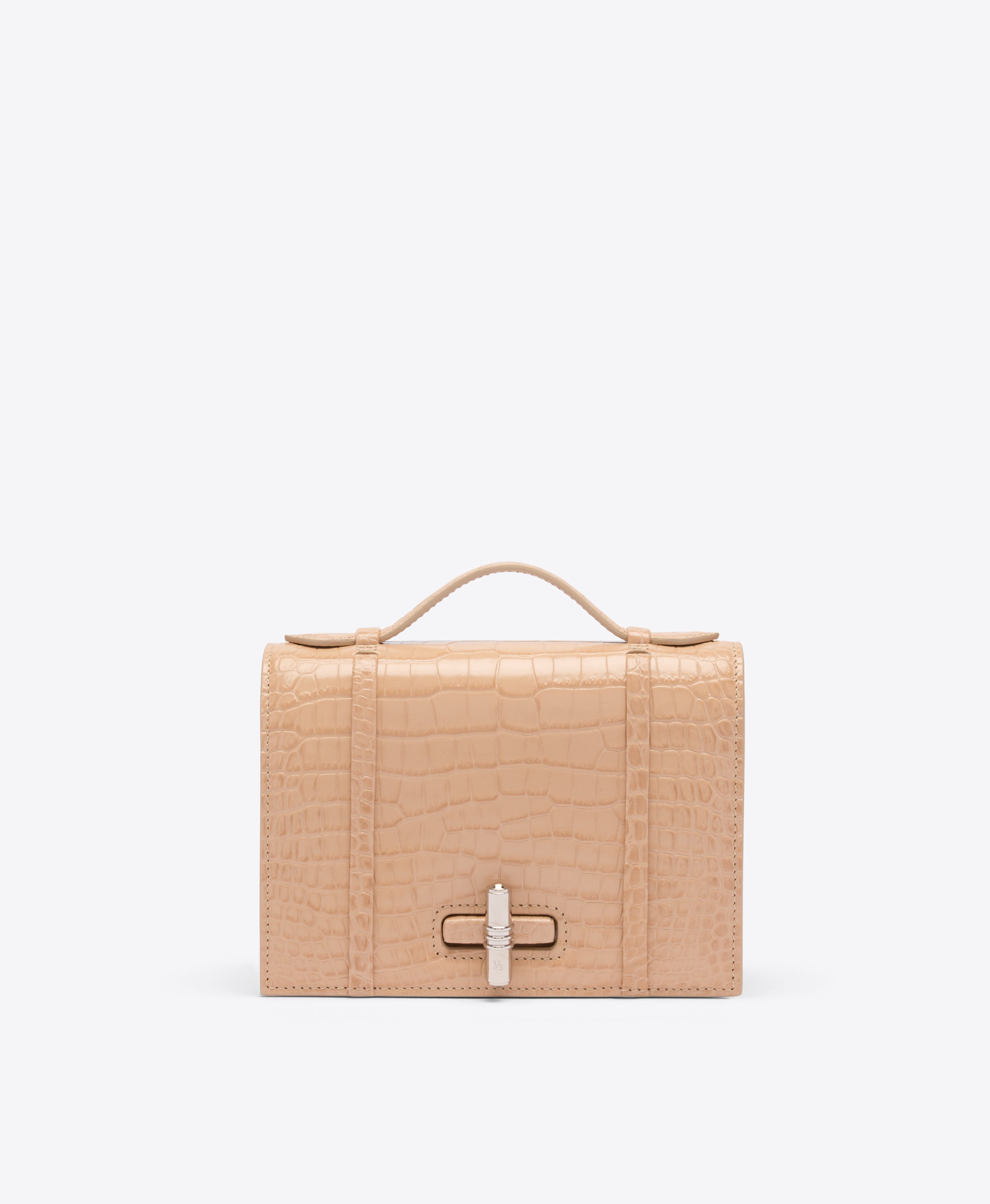 May Buff Embossed Leather Small Handbag
