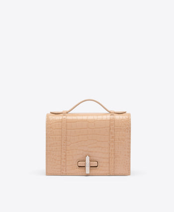 May Buff Embossed Leather Small Handbag