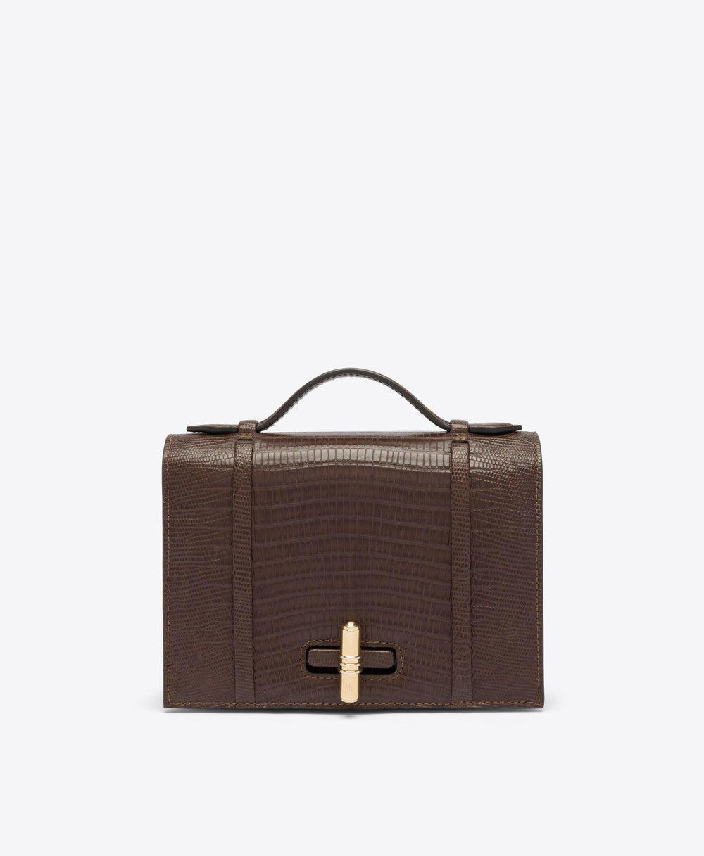 May Dark Brown Leather Small Handbag Malone Souliers