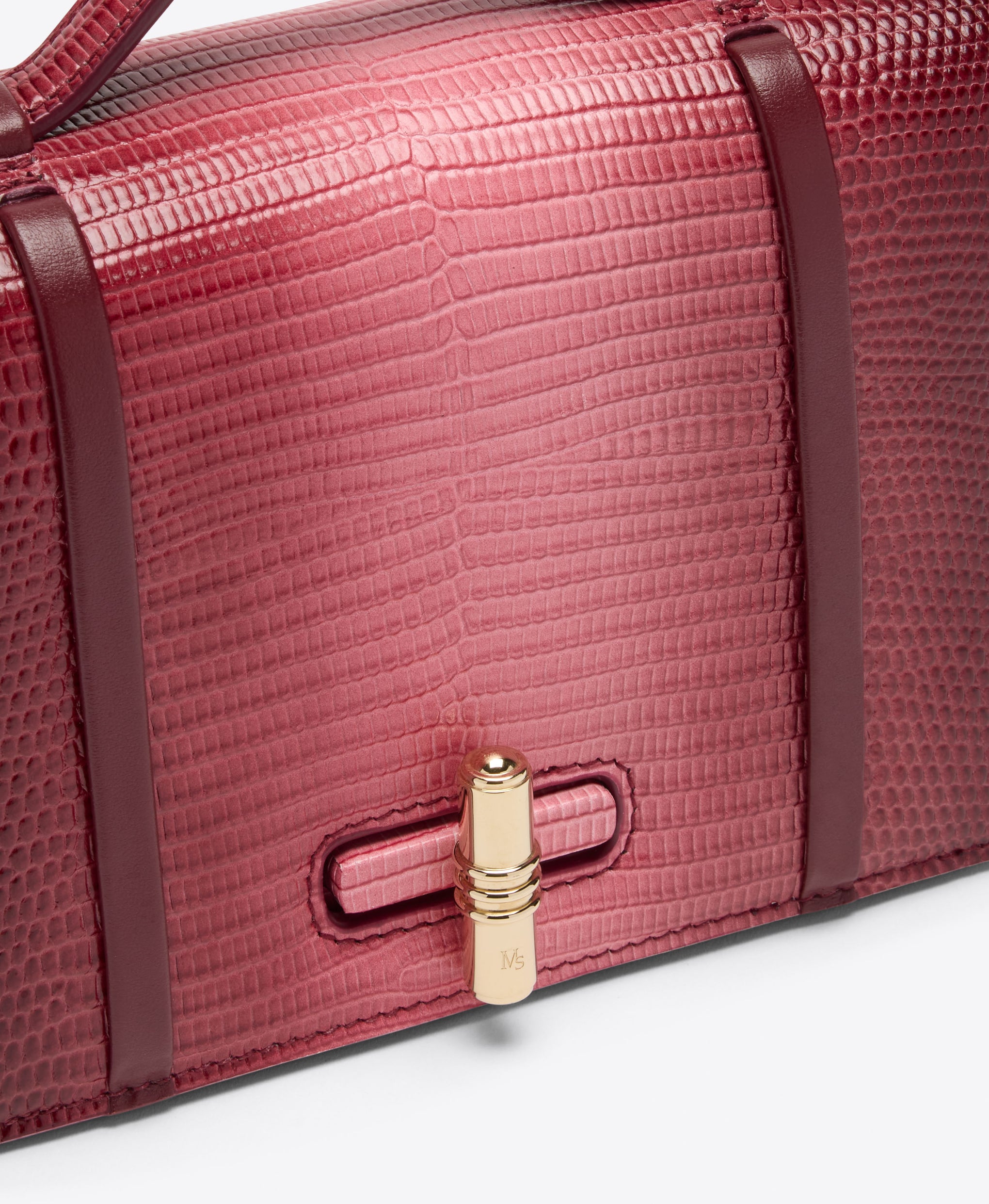 May Small Gradient Handbag in Rosewood Embossed Leather Malone Souliers