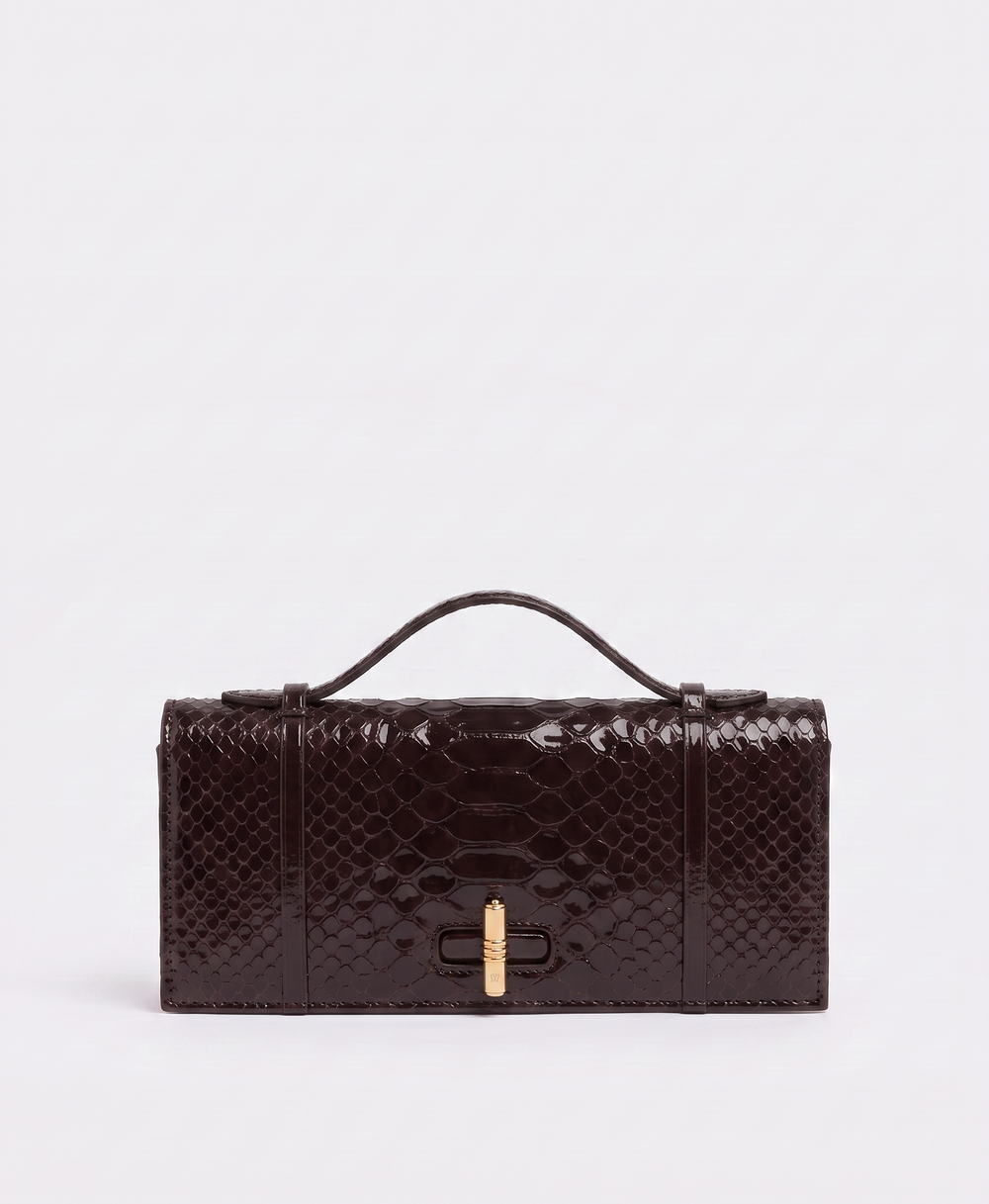 May Dark Brown Embossed Leather Clutch Bag