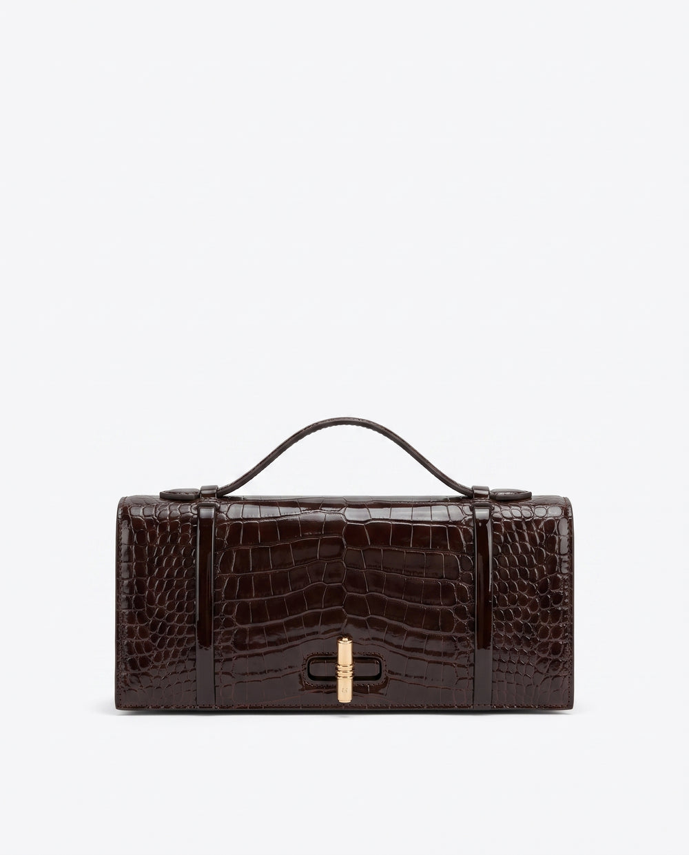 May Dark Brown Embossed Leather Clutch Bag