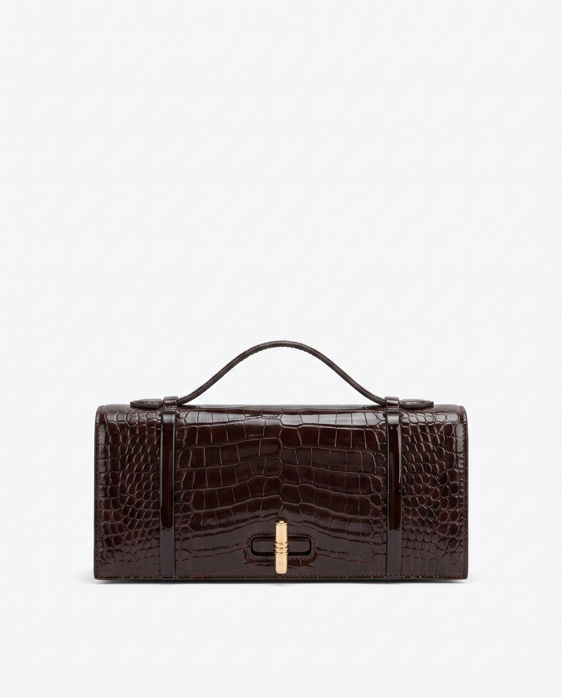 May Dark Brown Embossed Leather Clutch Bag