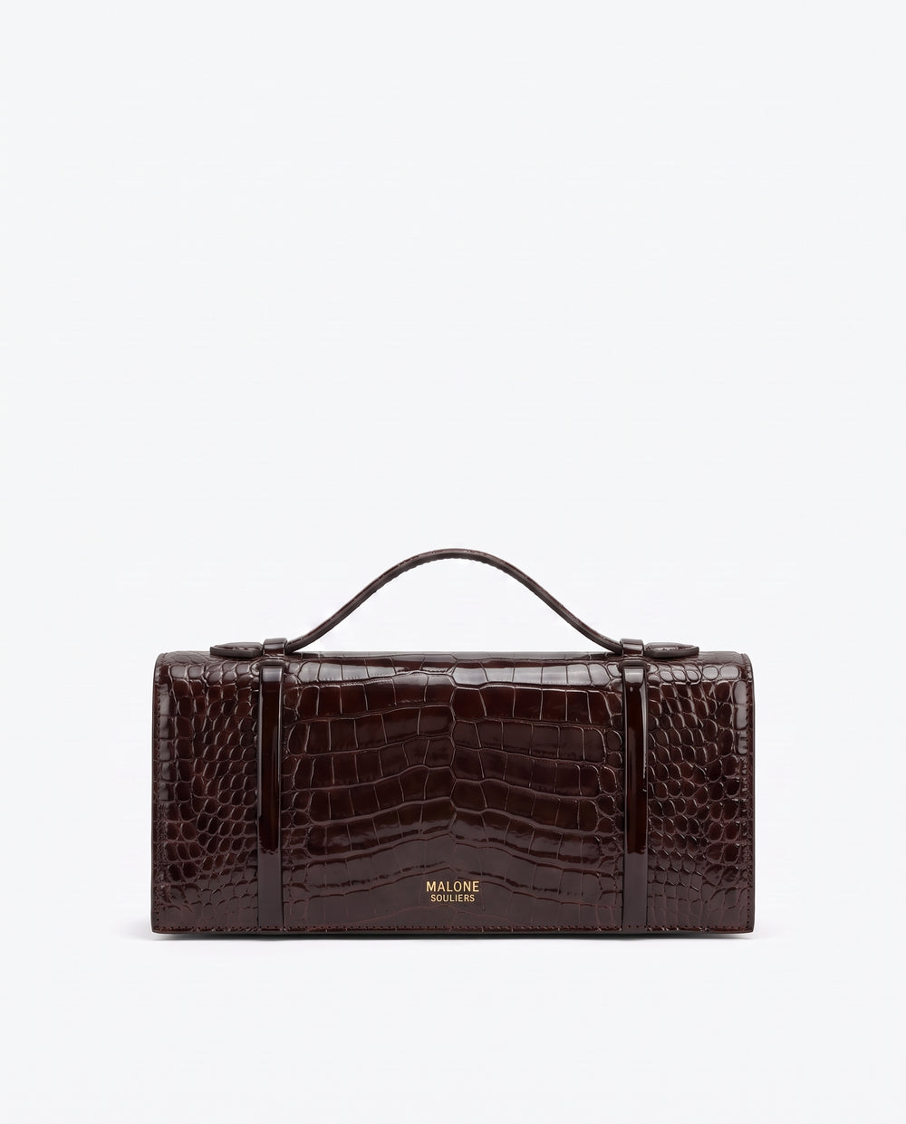 May Dark Brown Embossed Leather Clutch Bag
