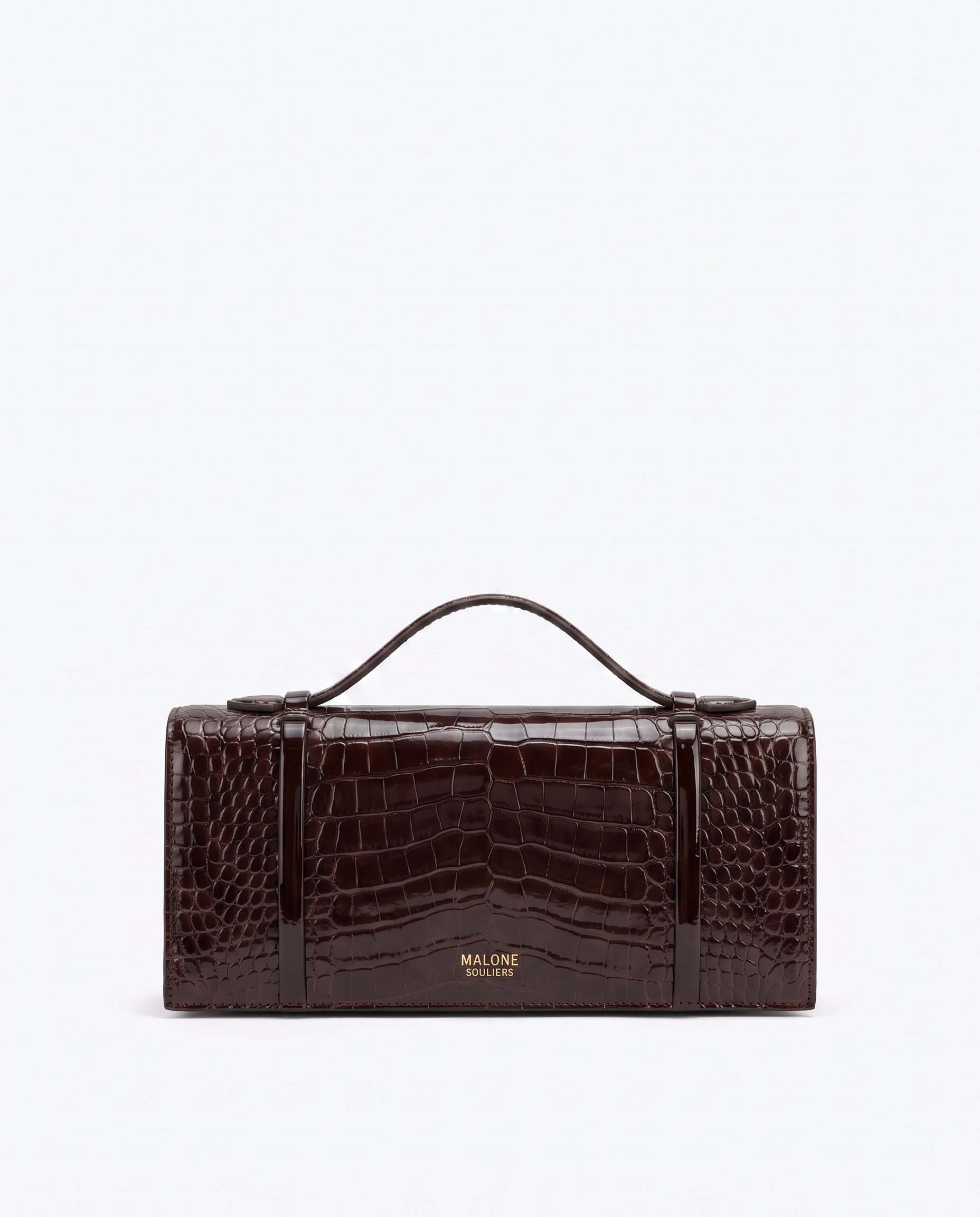 May Dark Brown Embossed Leather Clutch Bag