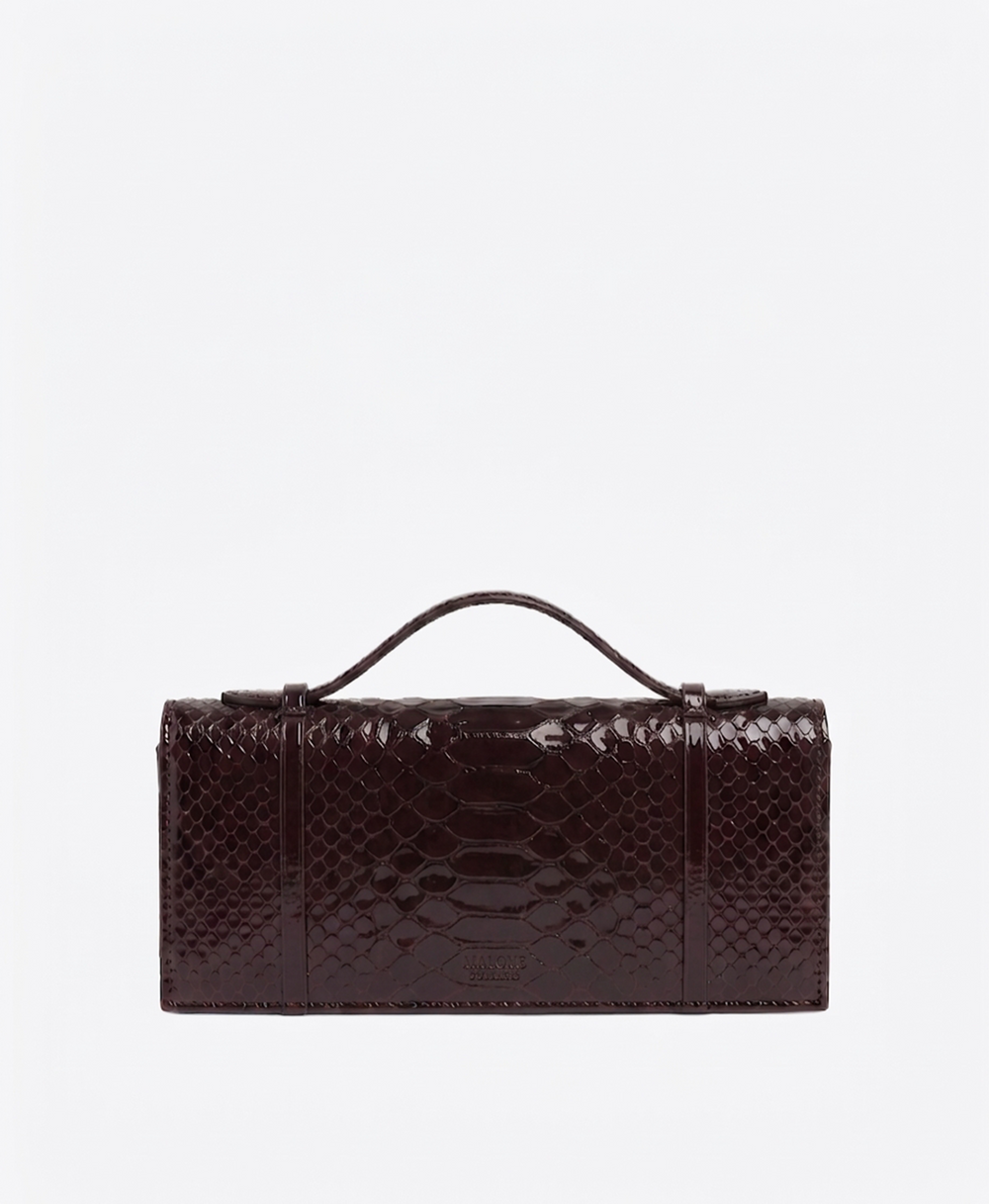 May Dark Brown Embossed Leather Clutch Bag