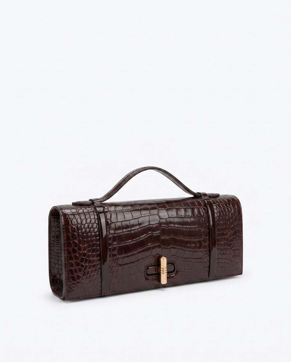 May Dark Brown Embossed Leather Clutch Bag