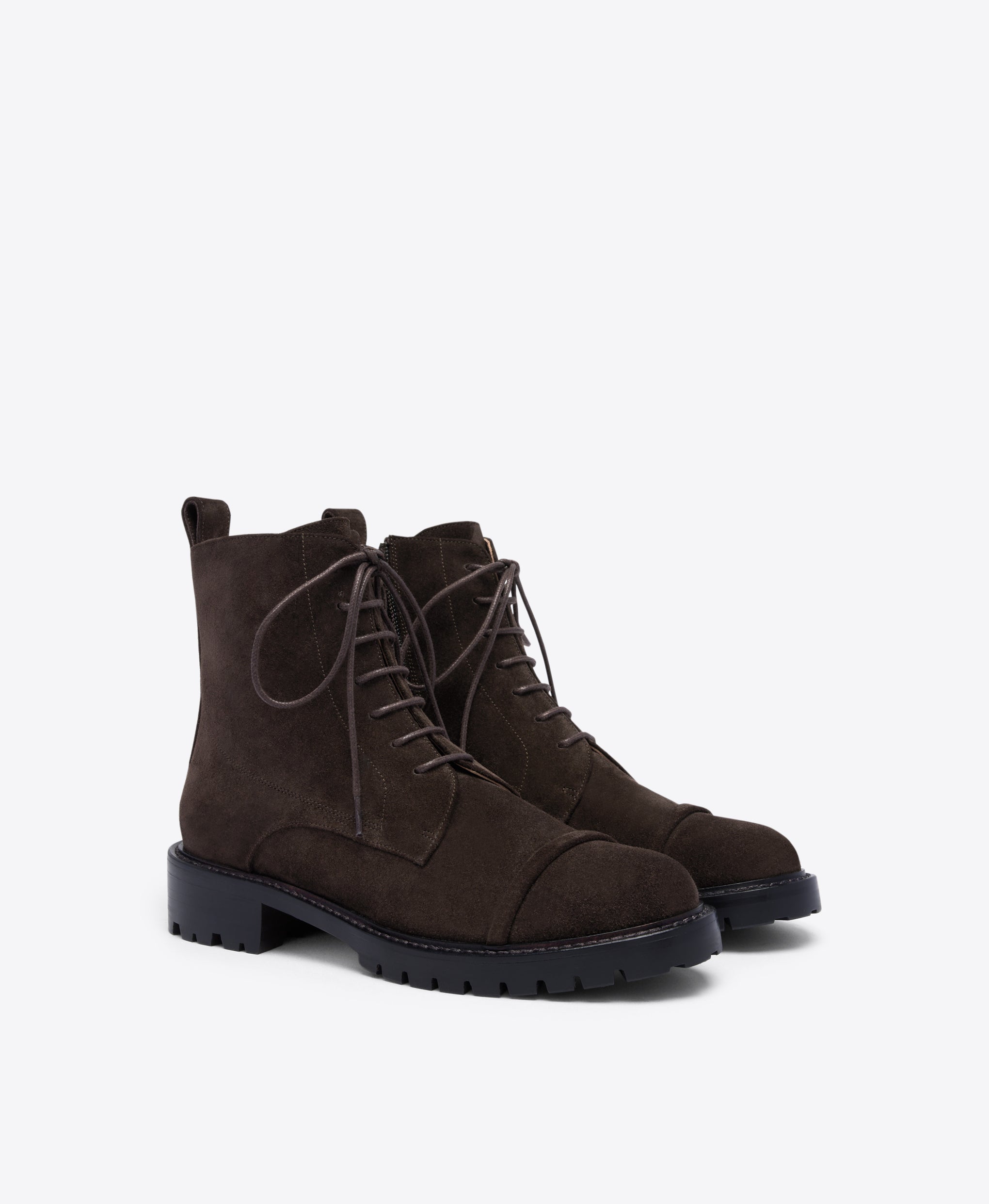 Miller Dark Brown Crosta Suede Combat Boots Malone Souliers