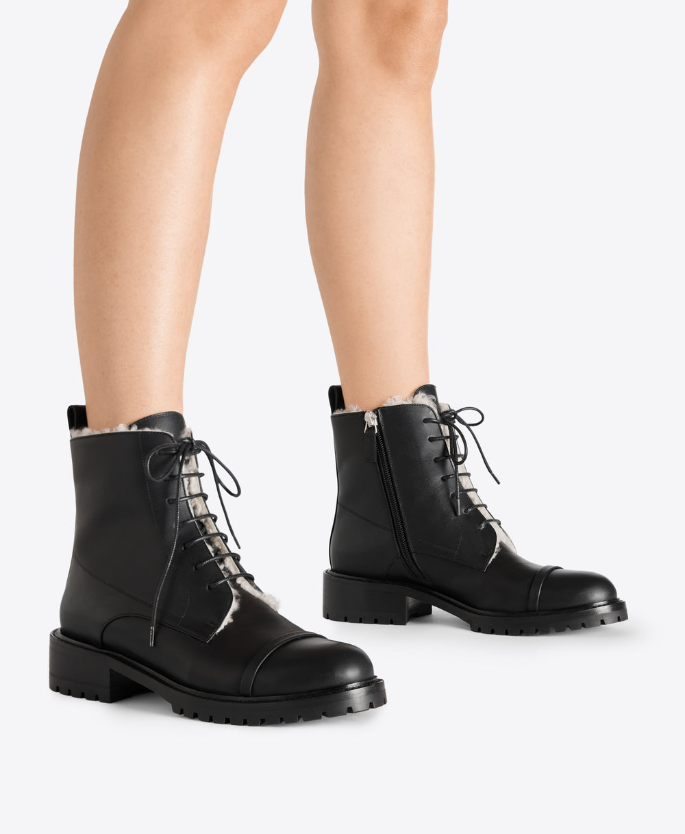 Miller Black Shearling Lined Combat Boots Malone Souliers