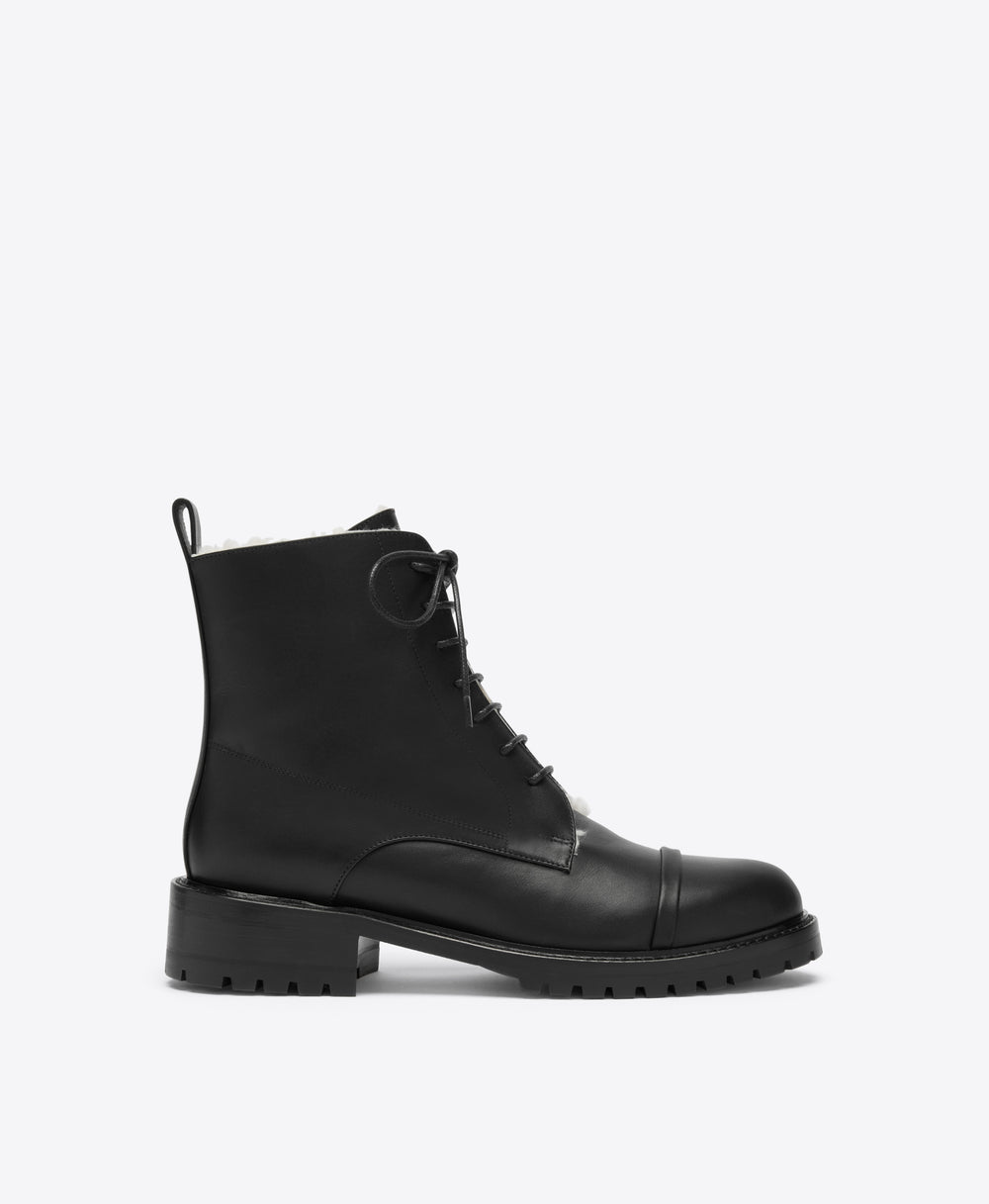 Miller Black Shearling Lined Combat Boots Malone Souliers