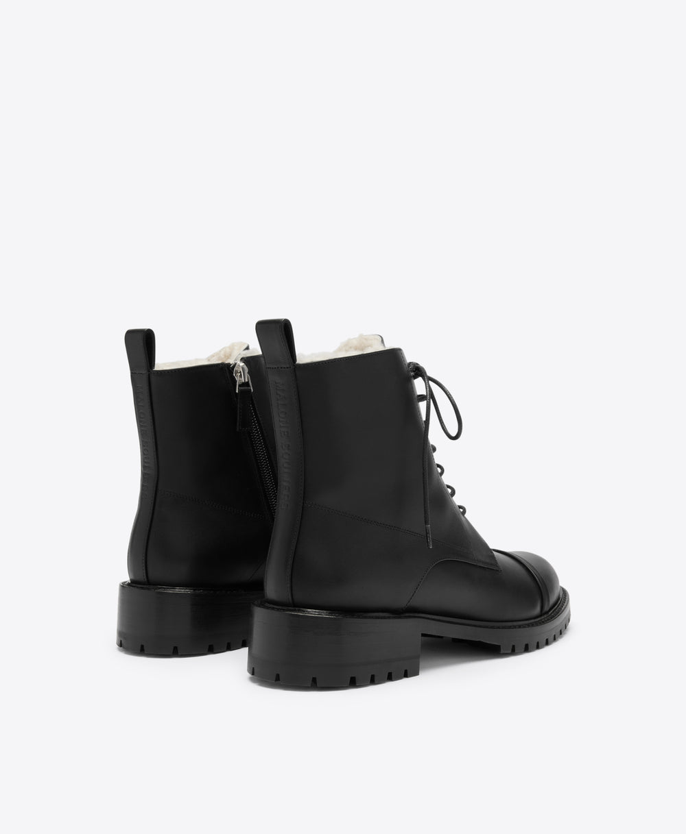 Miller Black Shearling Lined Combat Boots Malone Souliers
