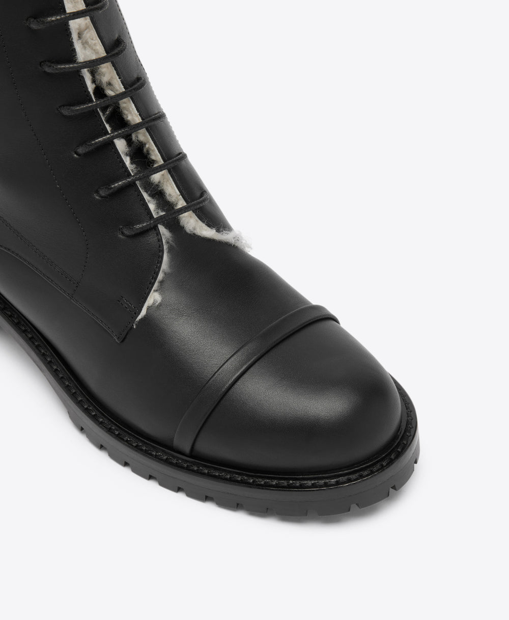 Miller Black Shearling Lined Combat Boots Malone Souliers
