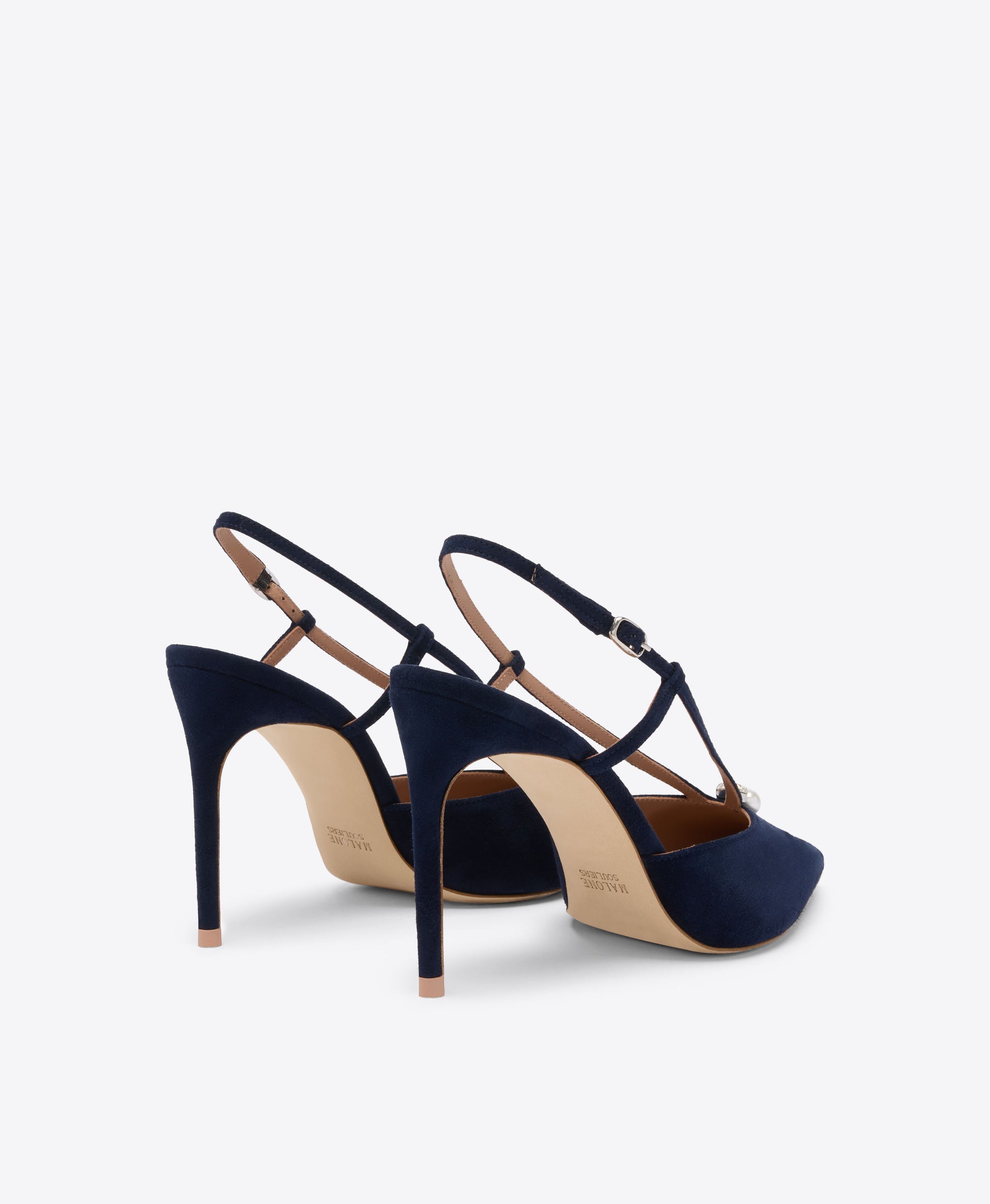 Moore 90 Navy Suede Slingbacks Malone Souliers