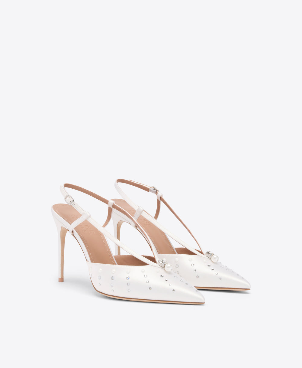 Moore 90 White Satin Slingbacks Malone Souliers