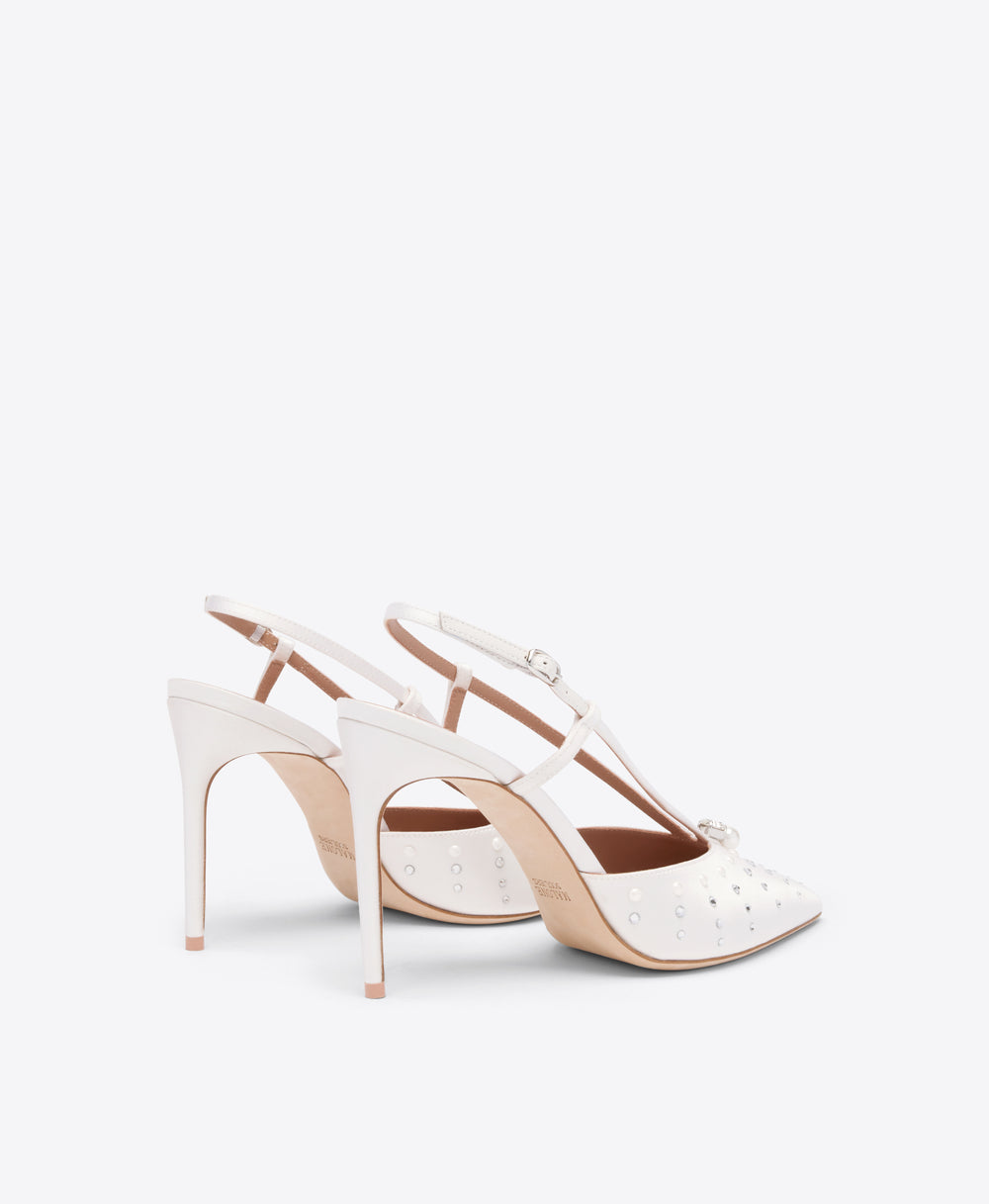 Moore 90 White Satin Slingbacks Malone Souliers