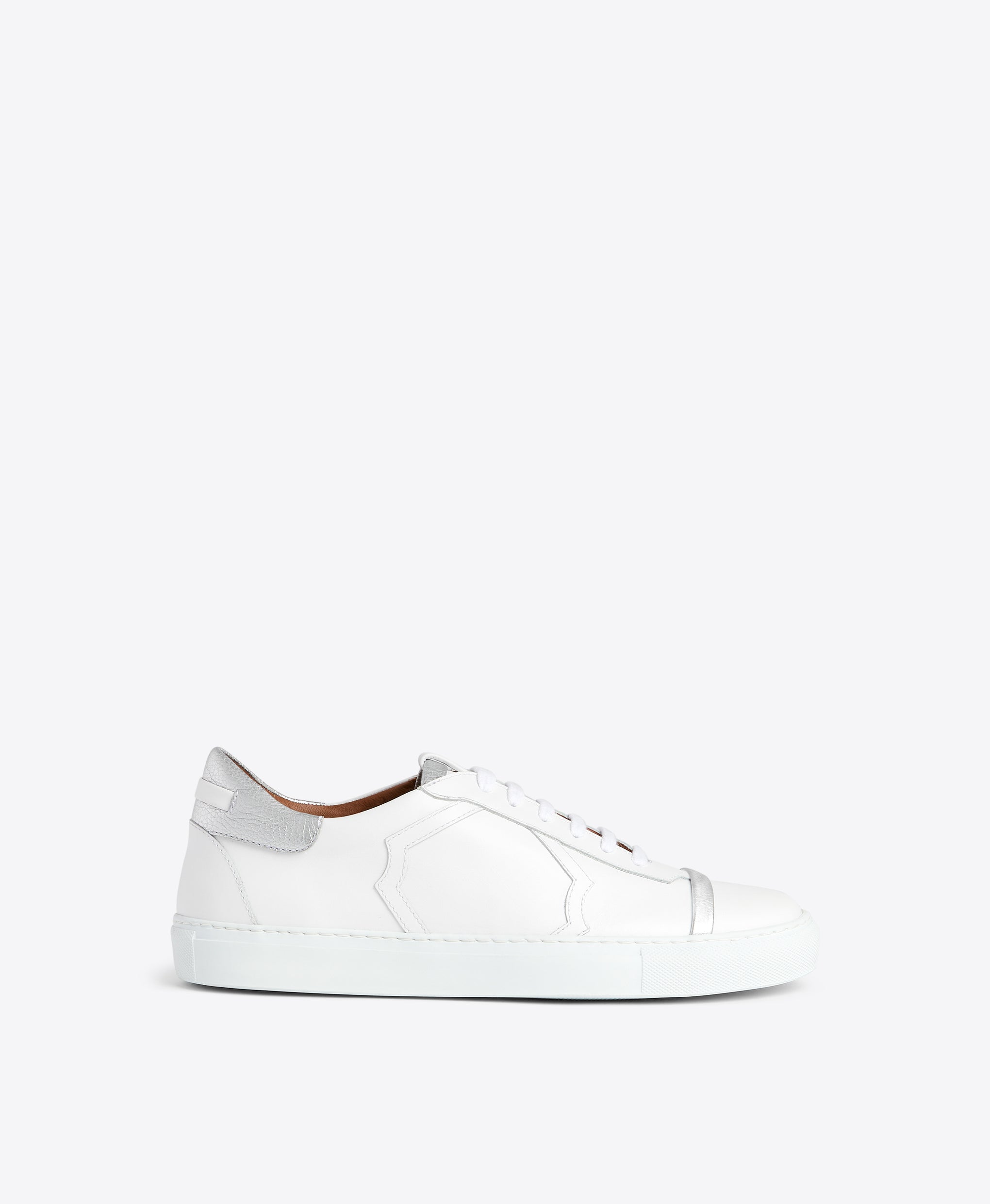 Men's Musa White and Silver Leather Sneakers Malone Souliers