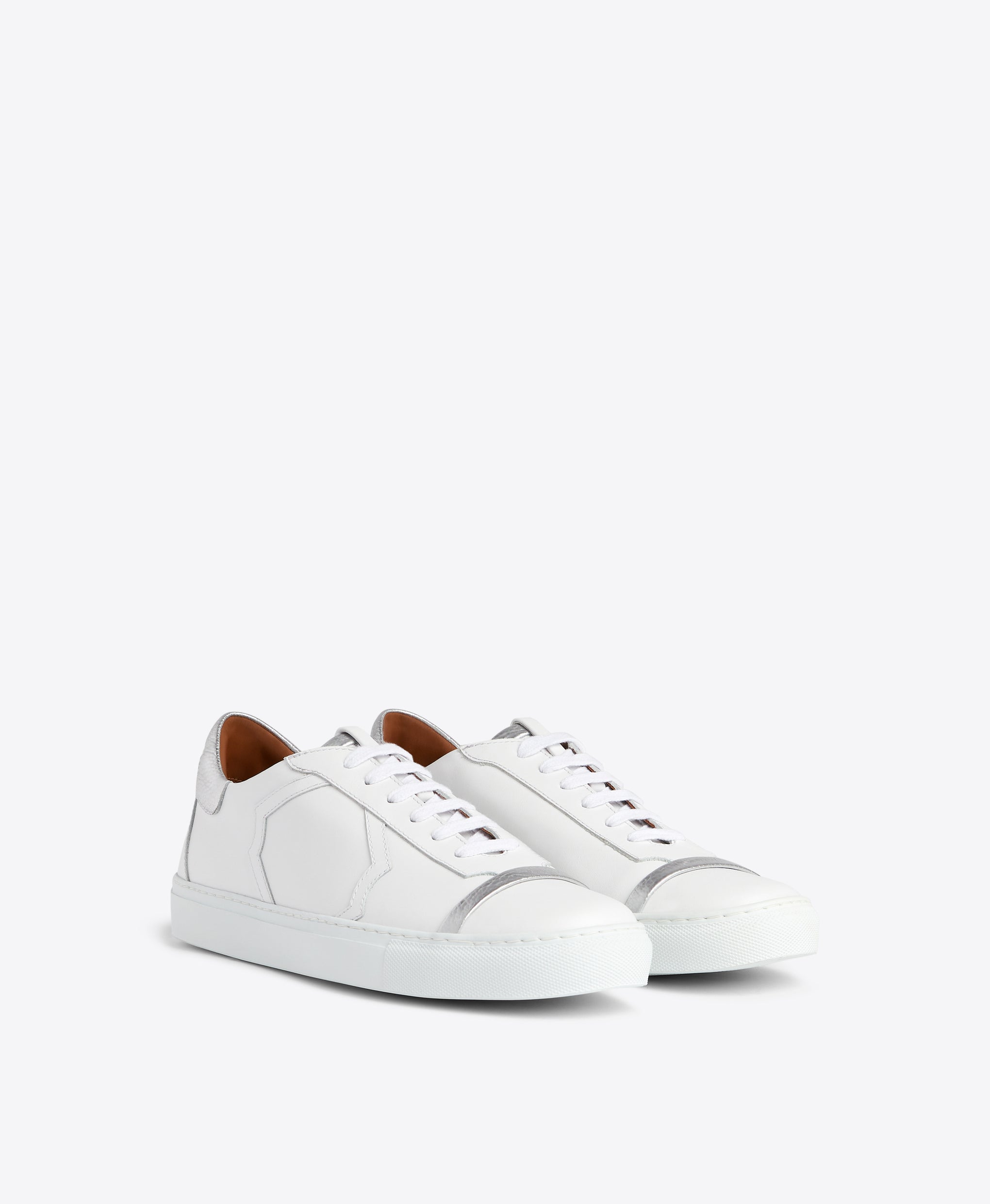 Men's Musa White and Silver Leather Sneakers Malone Souliers
