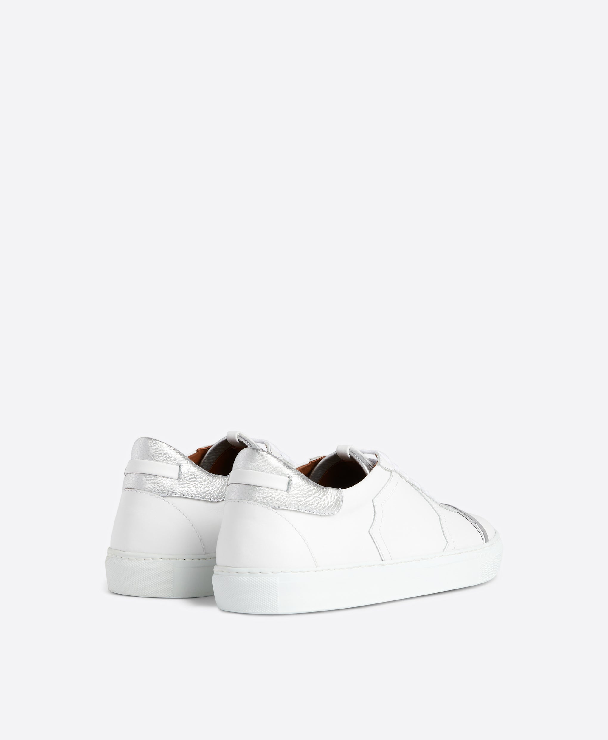 Men's Musa White and Silver Leather Sneakers Malone Souliers
