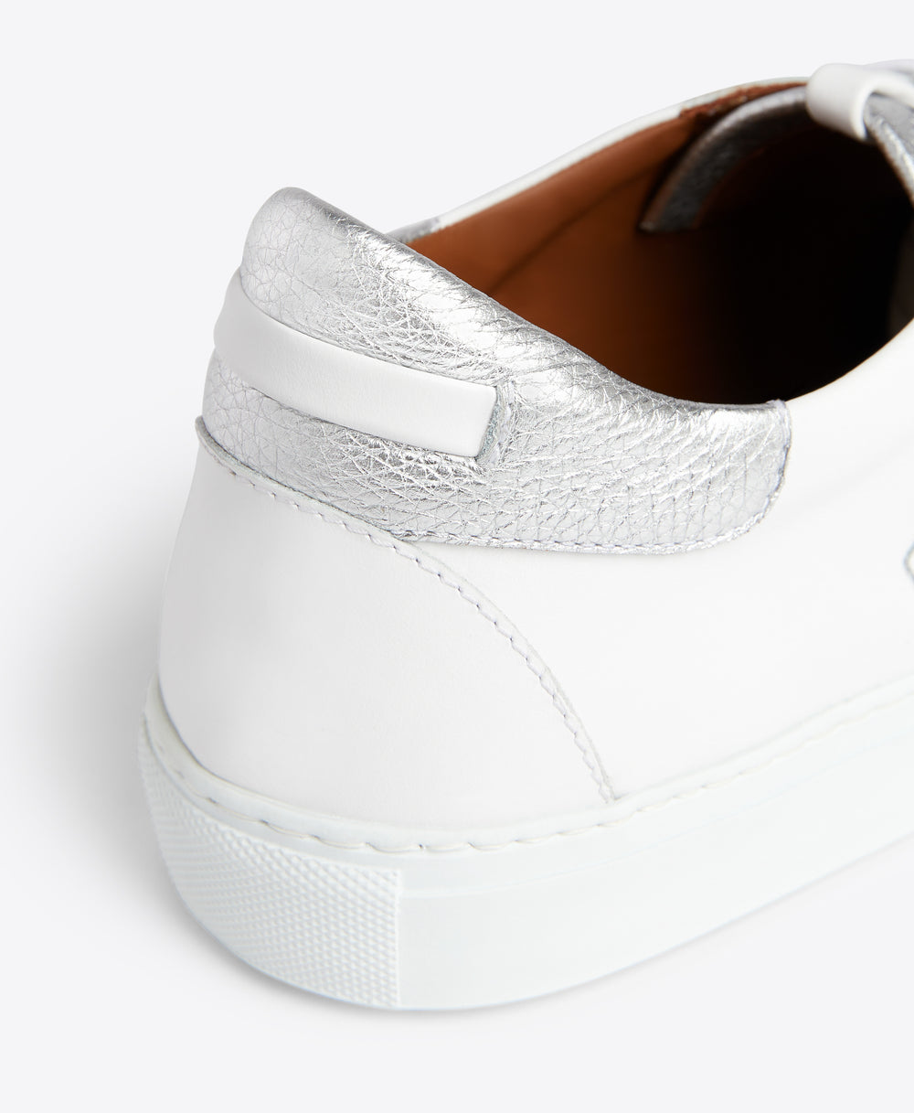 Men's Musa White and Silver Leather Sneakers Malone Souliers