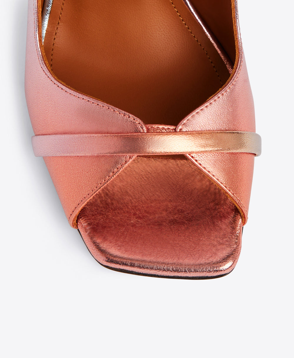 Double Strap Sandals in Sunset Ombré - Logo Block Heel | Malone Souliers