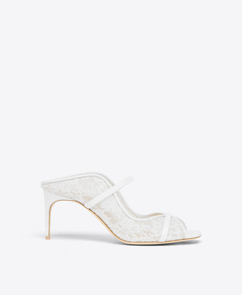 Noah 70 White Lace Heeled Sandals