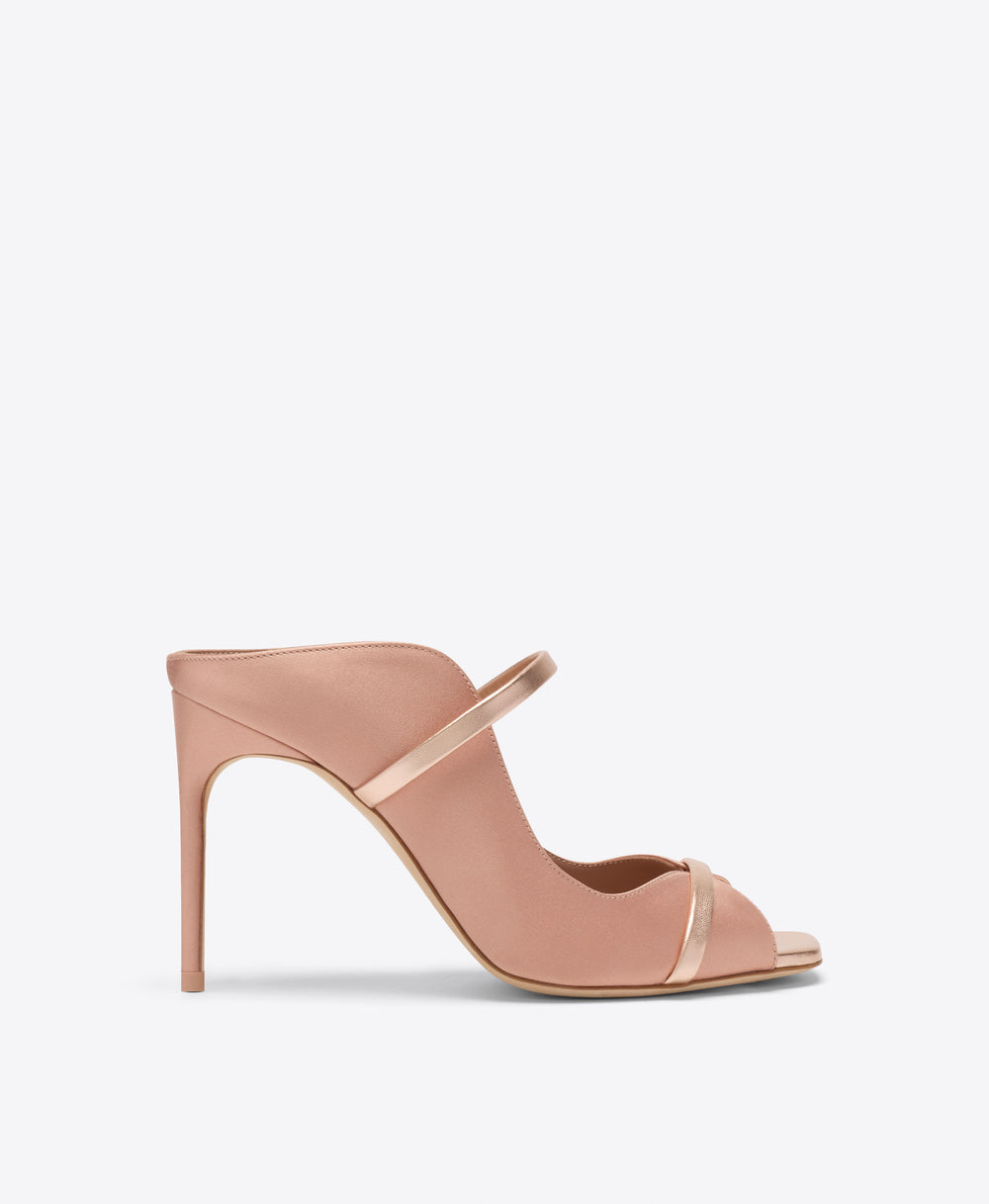 Noah 90 Blush Satin Heeled Sandals Malone Souliers