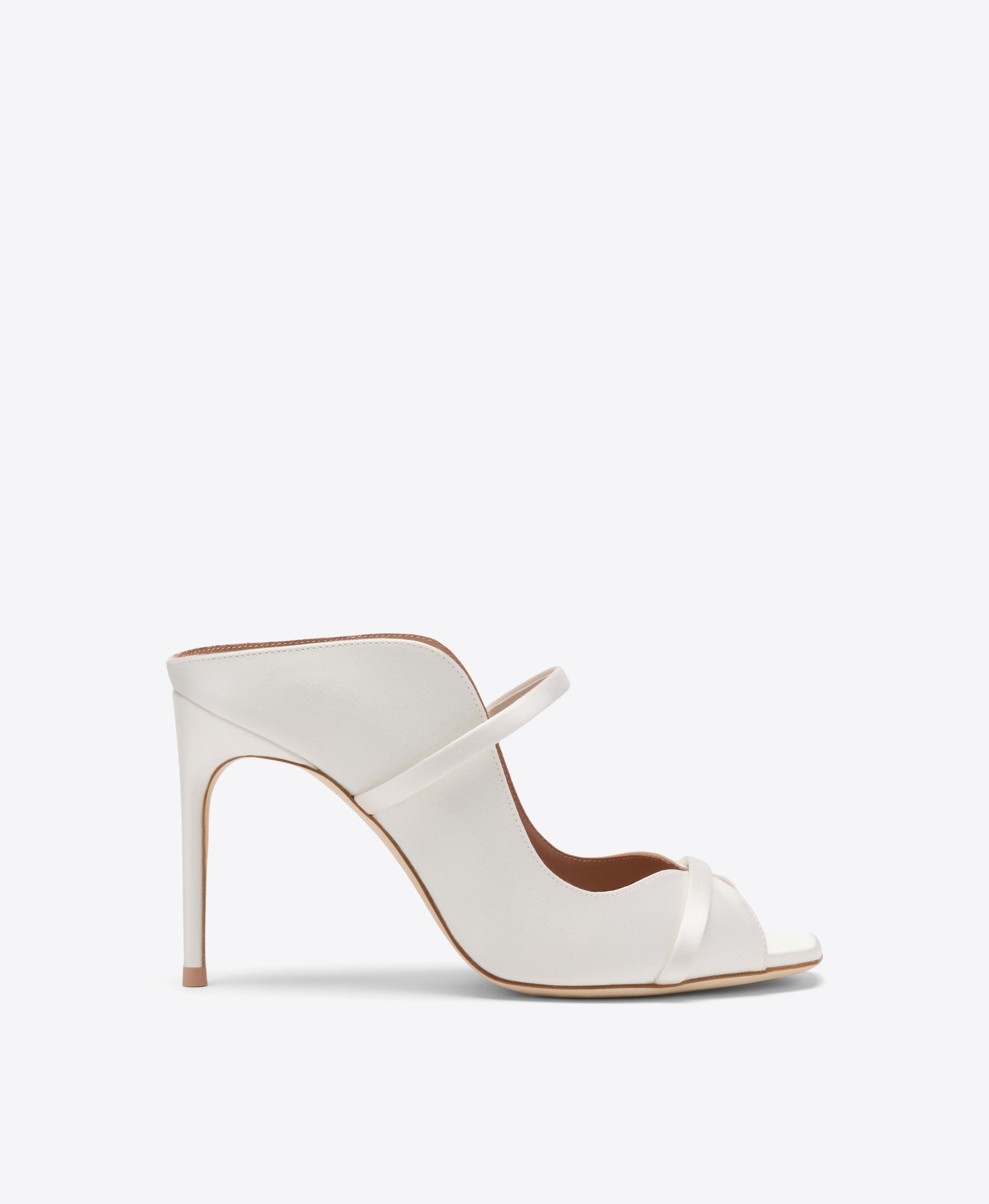 Malone Souliers Noah 90 White Satin Heeled Sandals