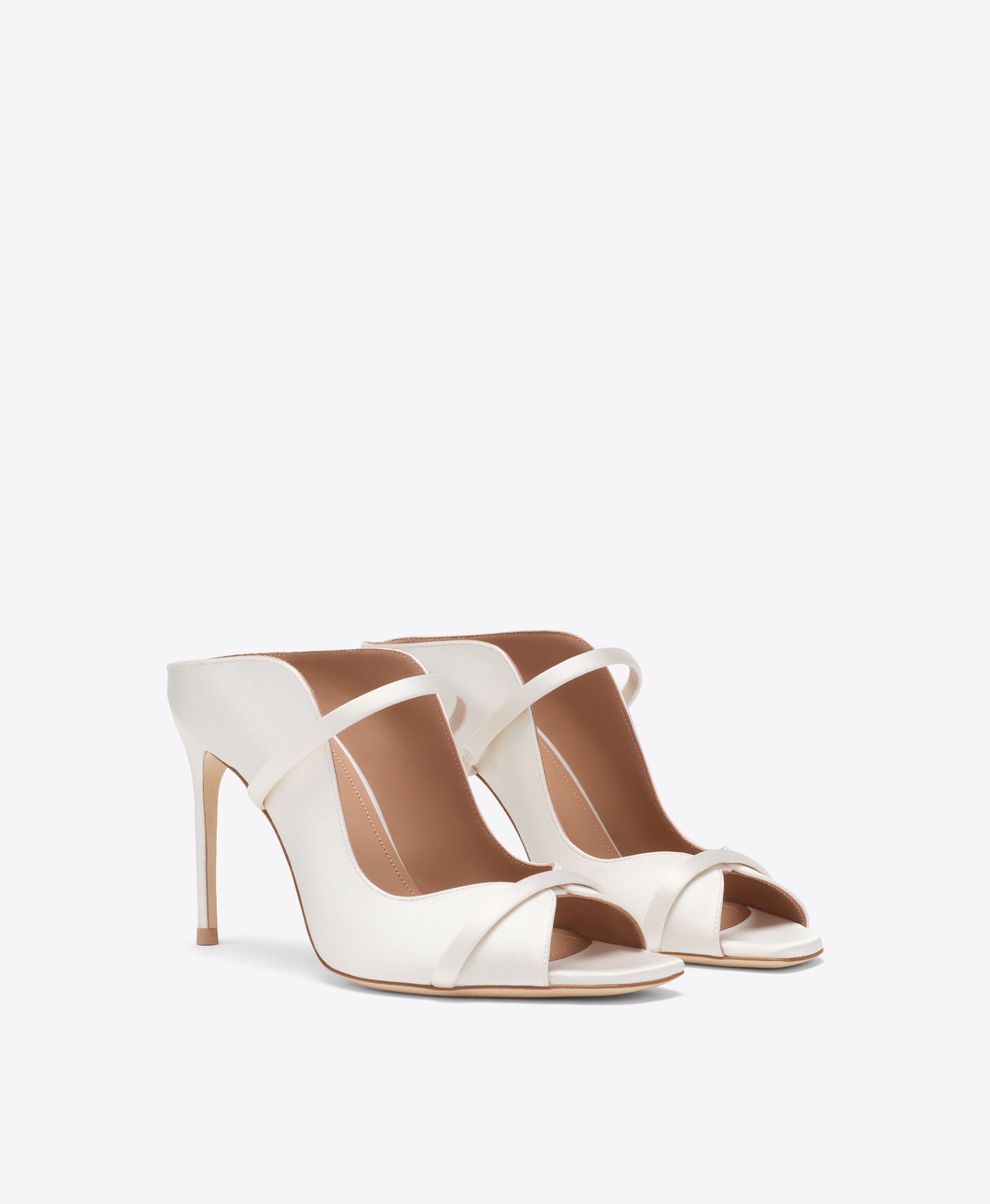 Malone Souliers|Noah 90 White Satin Heeled Sandals