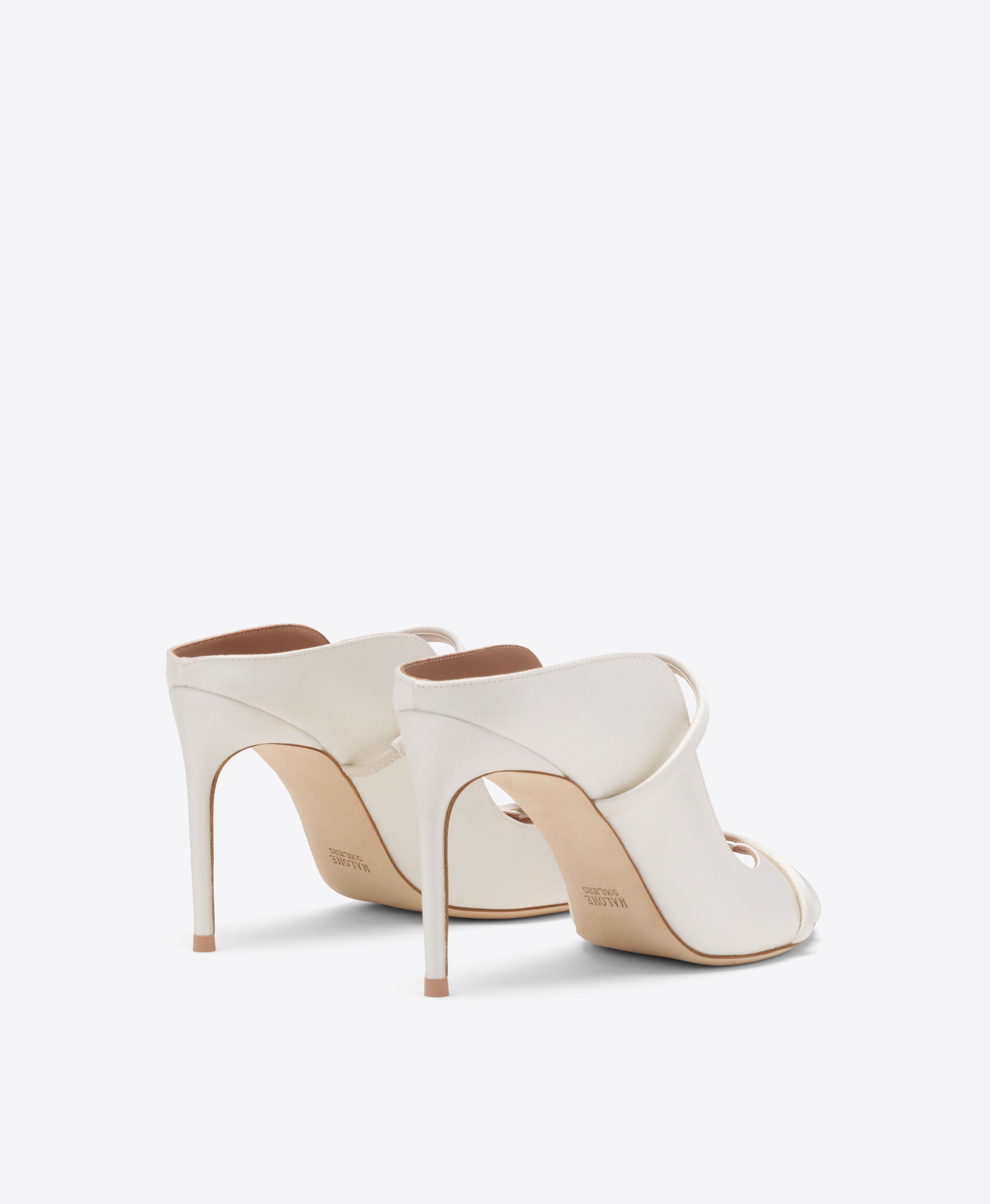 Malone Souliers|Noah 90 White Satin Heeled Sandals