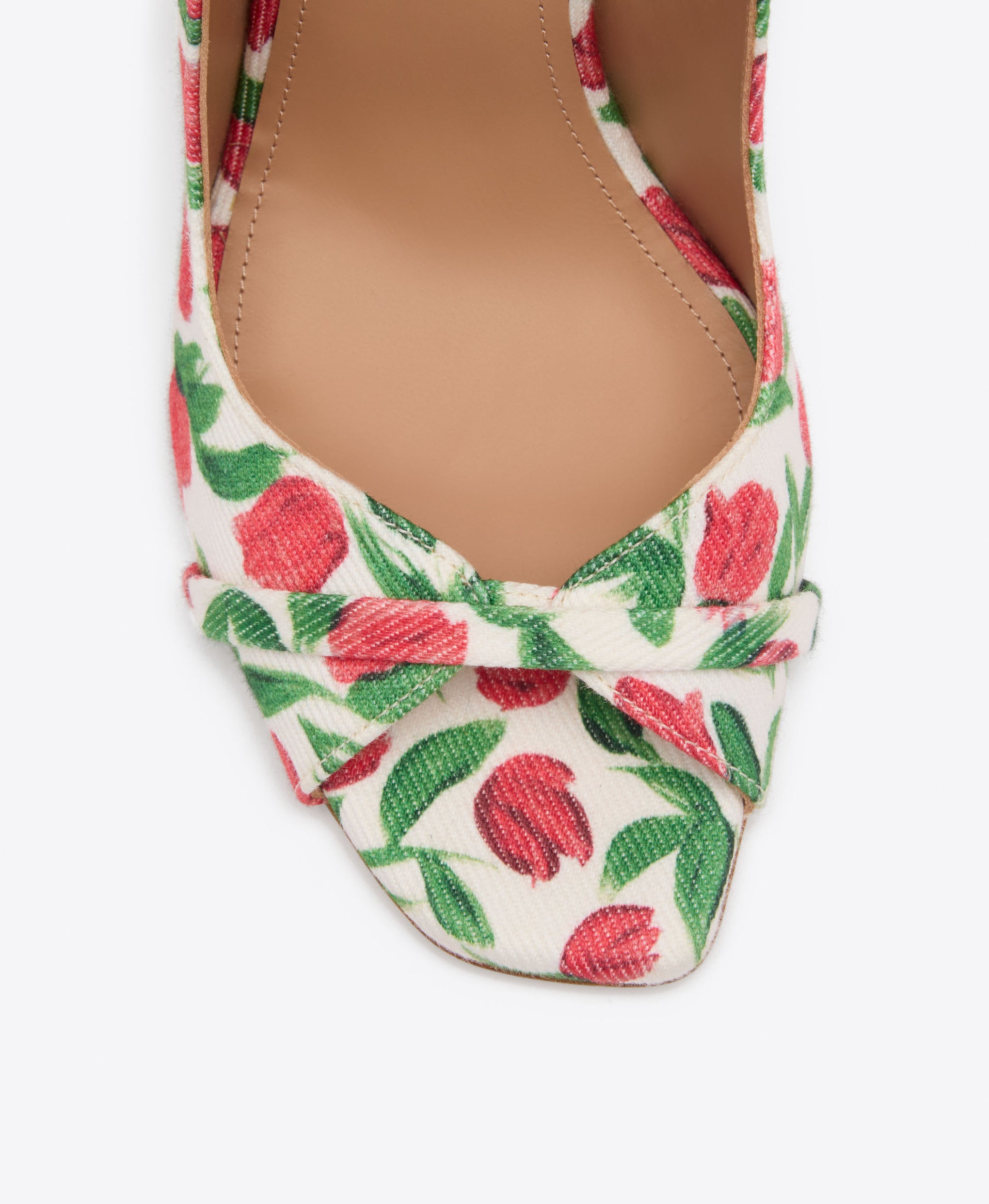 Noah 90 Red Tulip Print Canvas Heeled Sandals Malone Souliers