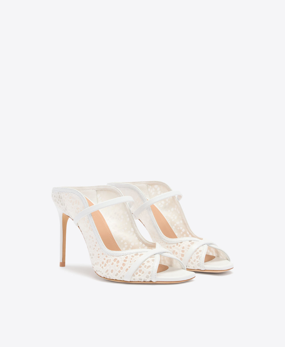 Noah 90 White Broderie Lace Mesh Sandals Bridal Malone Souliers 