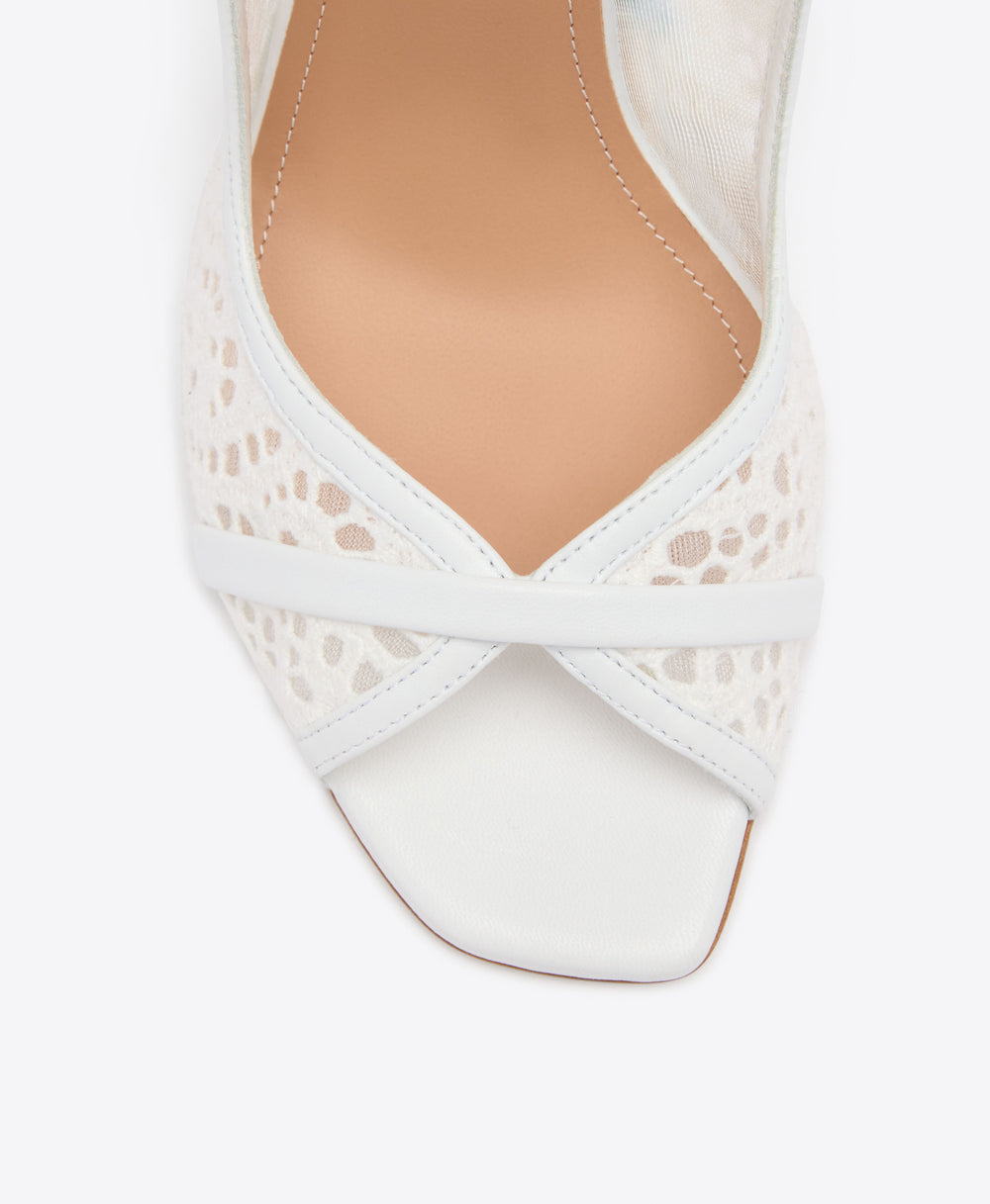 Noah 90 White Broderie Lace Mesh Sandals Bridal Malone Souliers 