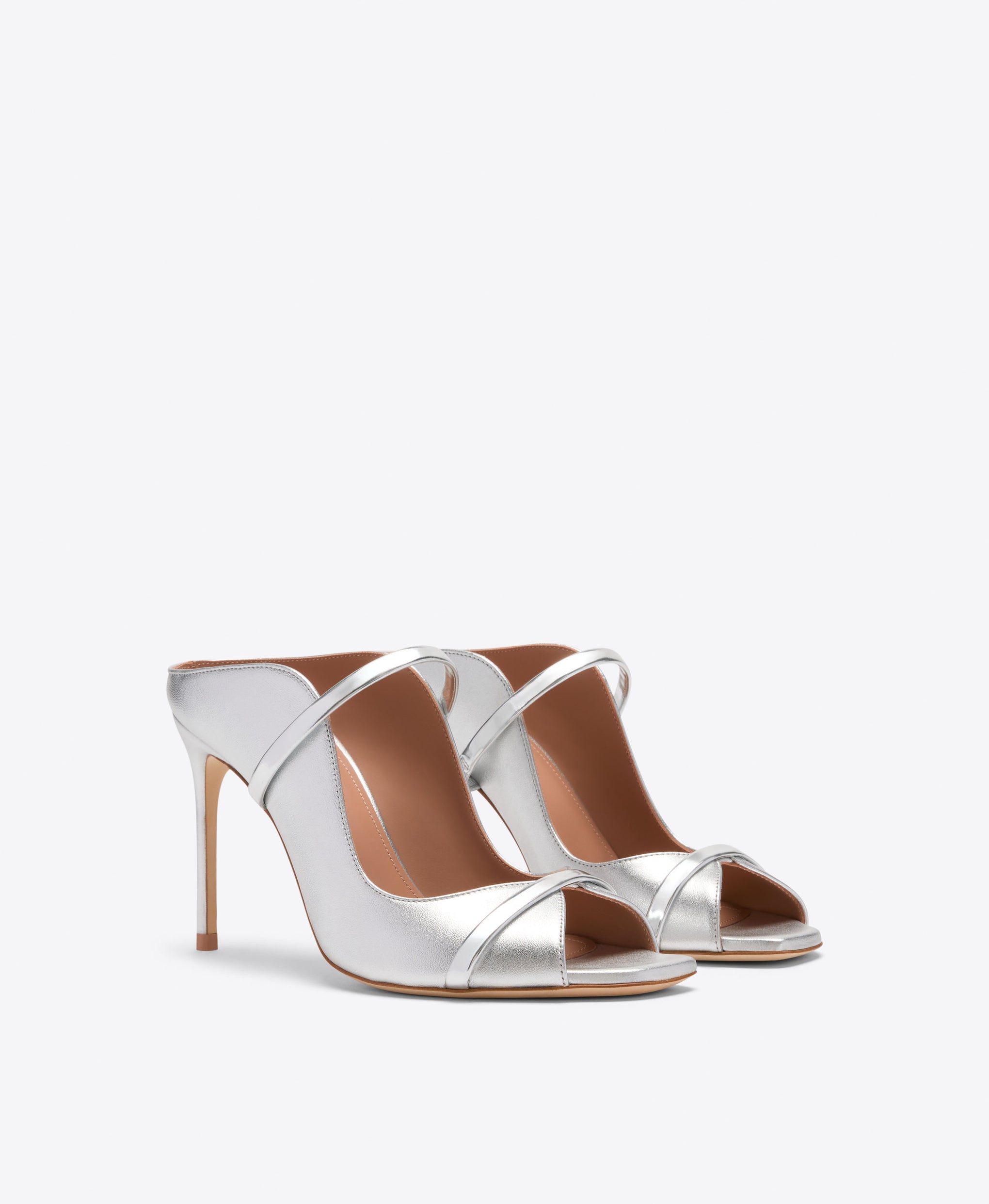 Malone Souliers Noah 90 Silver Metallic Leather Heeled Sandals