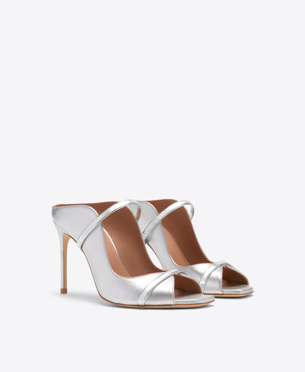 Malone Souliers Noah 90 Silver Metallic Leather Heeled Sandals