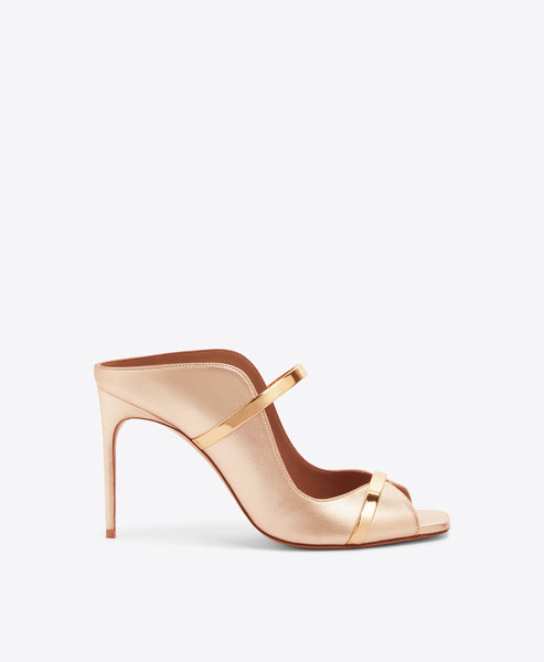 Solange Sandal | Platinum Metallic Leather Platform Heels | Elizée Shoes