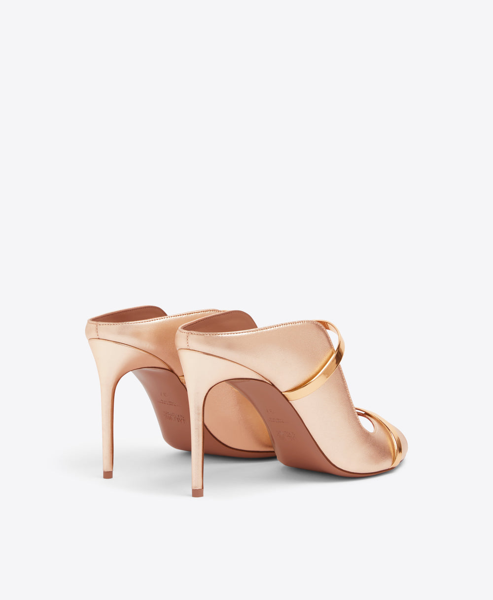 Noah 90 Rose Gold Leather Heeled Sandals Malone Souliers