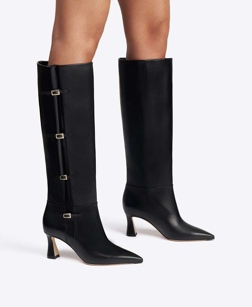 Nolan 70 Black Leather Tall Boots|Malone Souliers