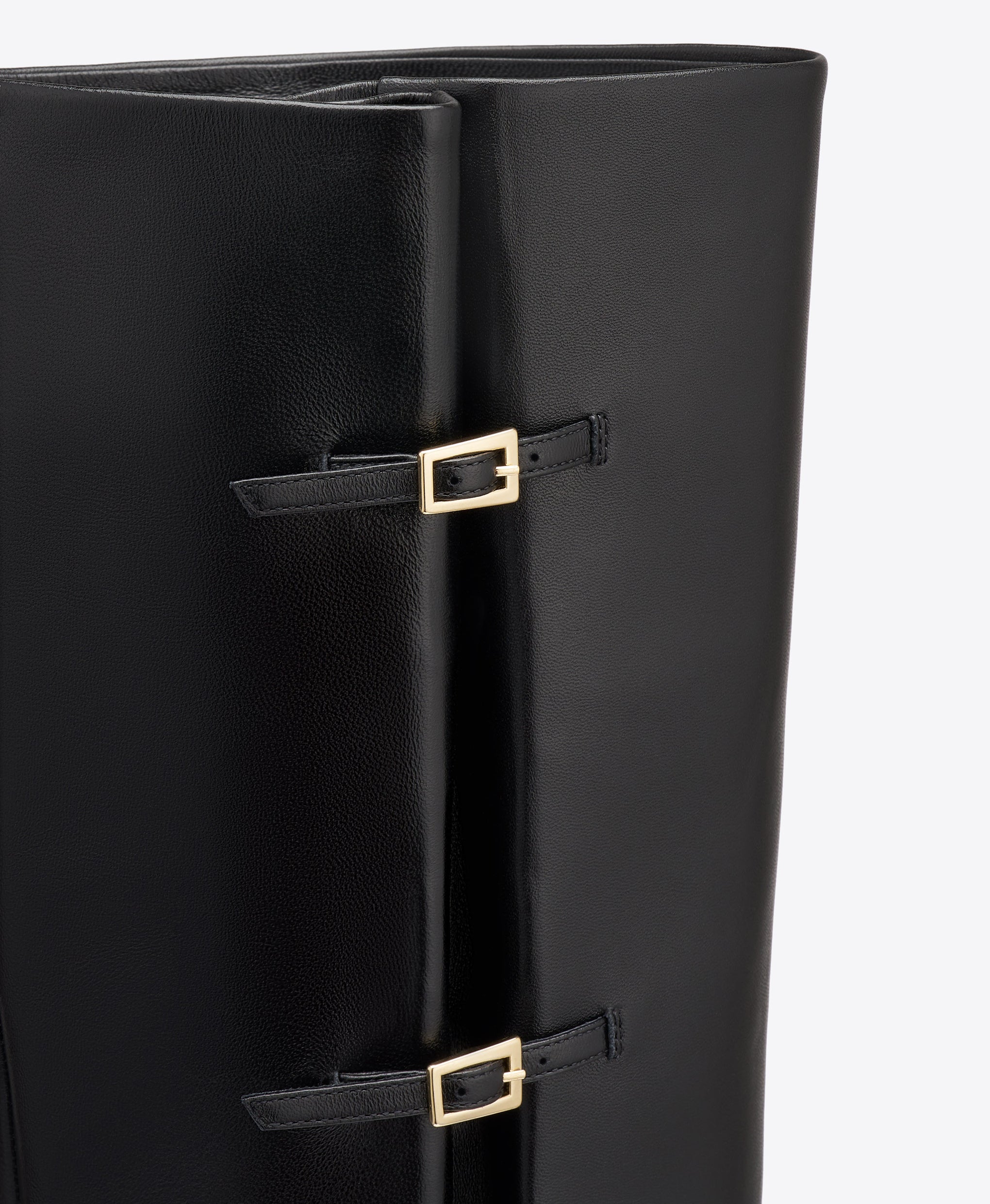 Nolan 70 Black Leather Tall Boots with Block Heel Malone Souliers