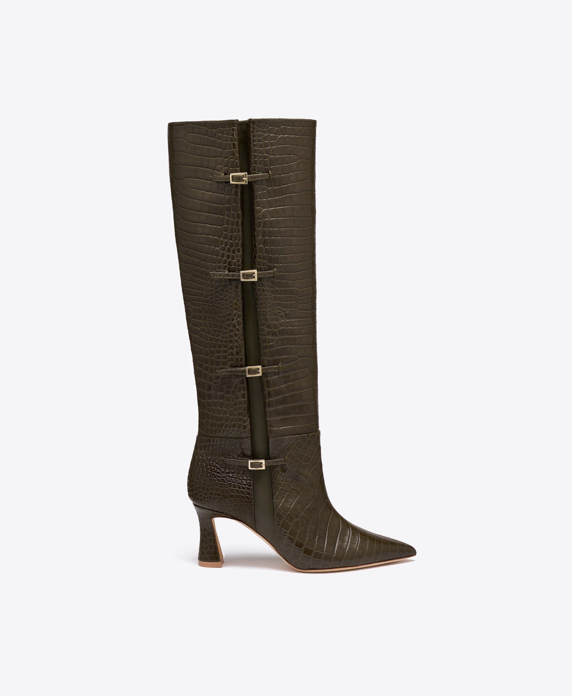 Nolan 70 Croc Embossed Leather Tall Boots