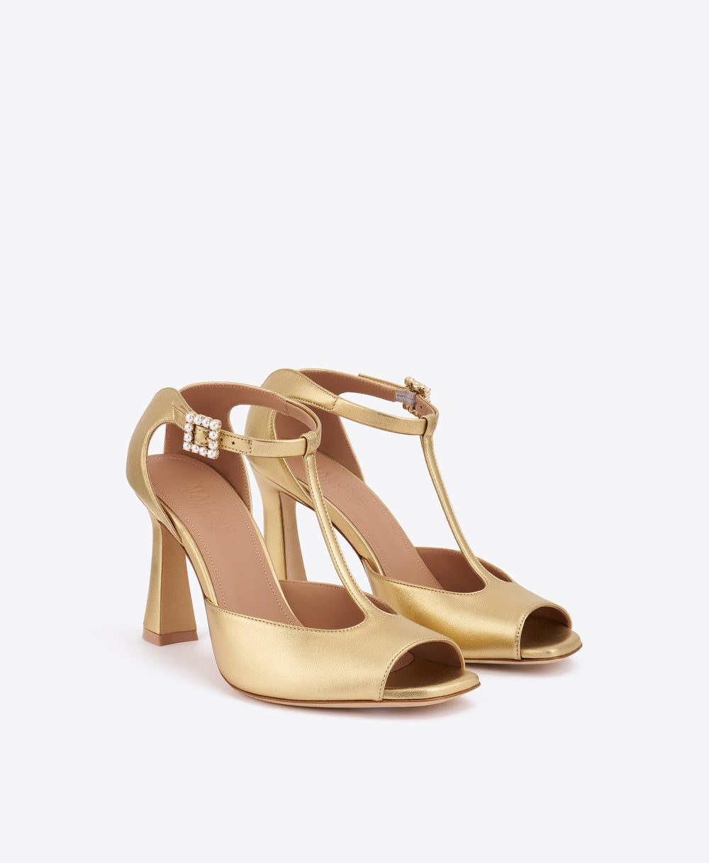 Nomi 90 Gold Leather Sandals