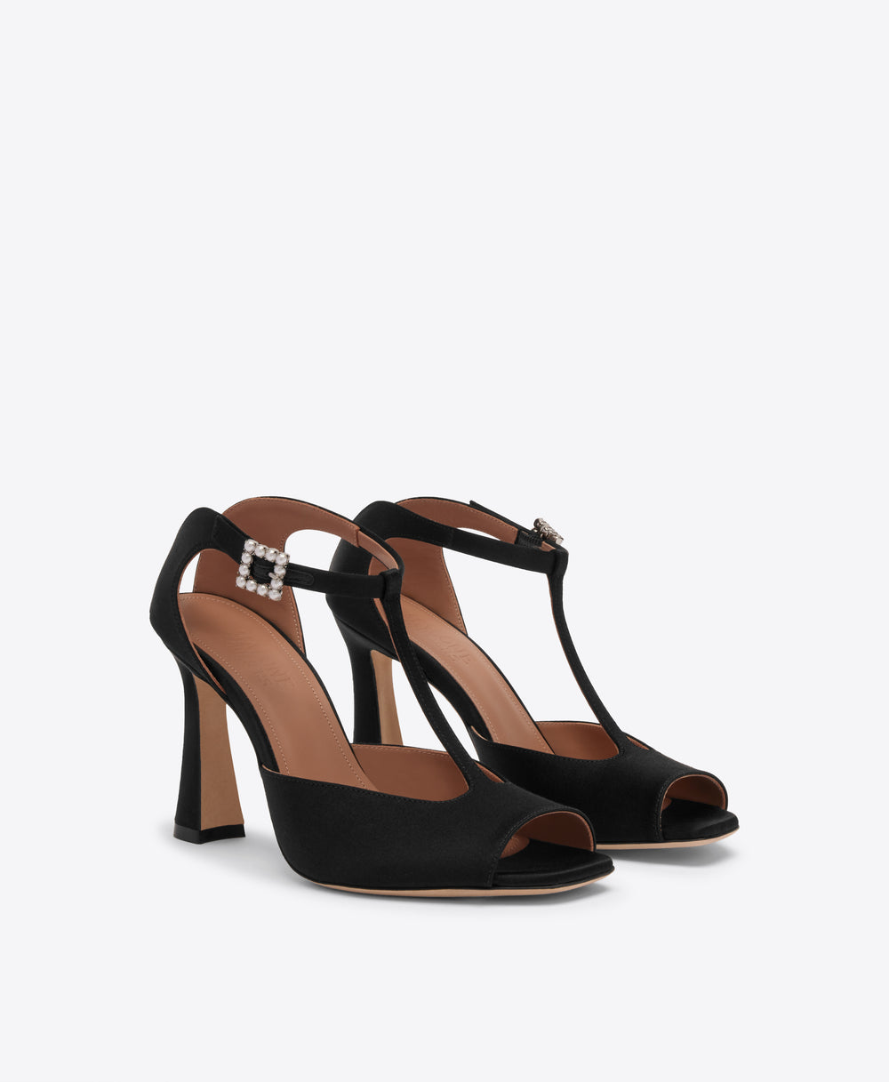 Nomi 90 Black Satin Sandals Malone Souliers