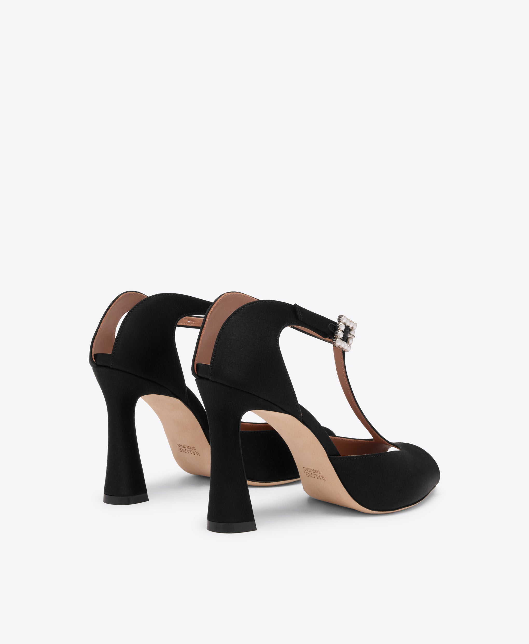 Nomi 90 Black Satin Sandals Malone Souliers