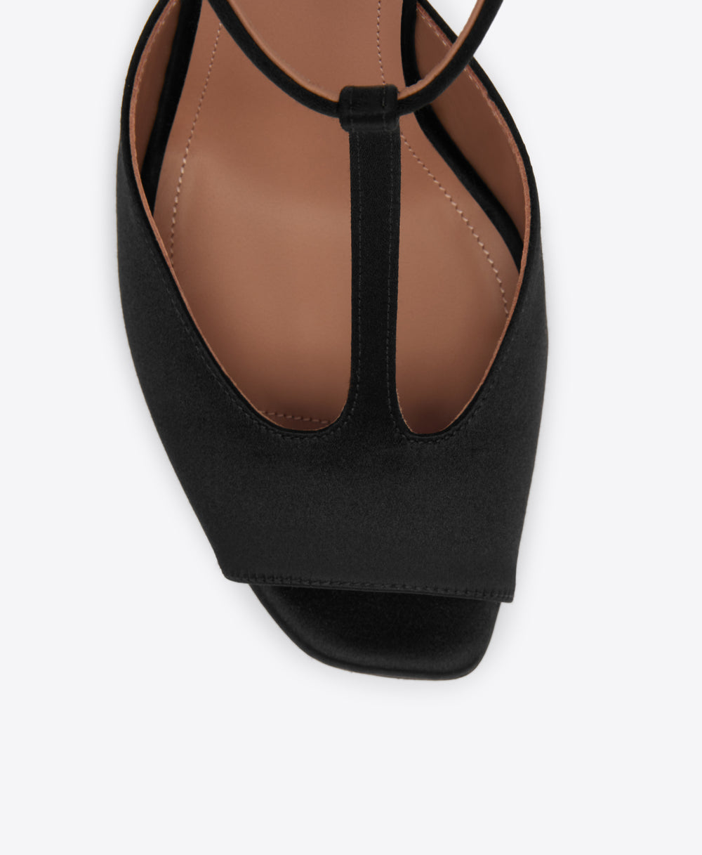 Nomi 90 Black Satin Sandals Malone Souliers