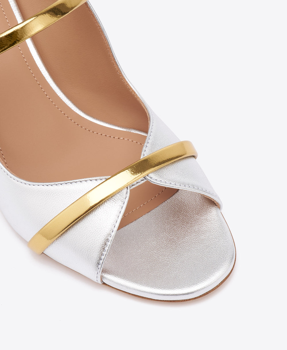 Norah 45 Silver & Gold Leather Sandals with Block Heel Malone Souliers