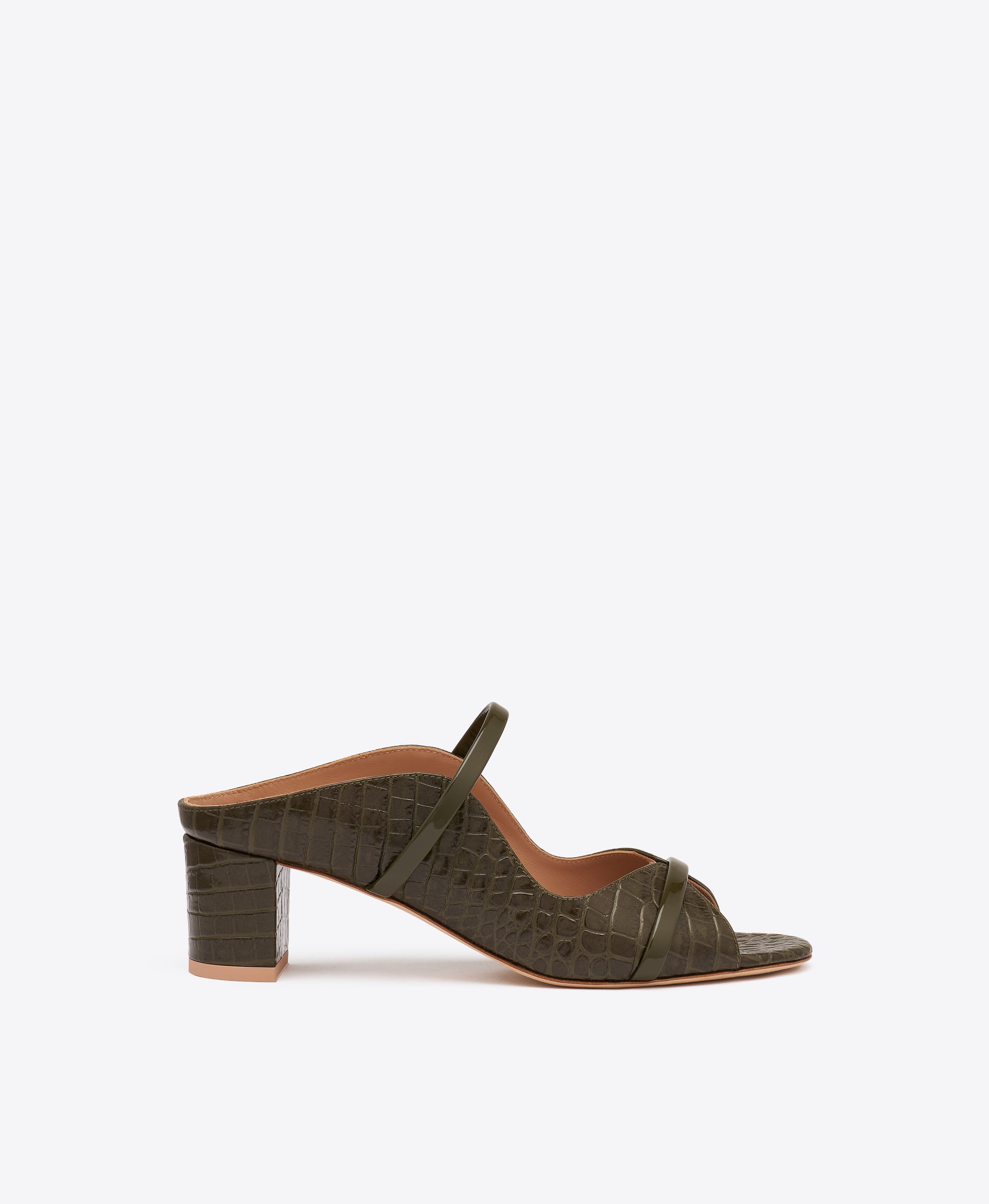 Norah 45 Dark Green Croc Embossed Leather Sandals