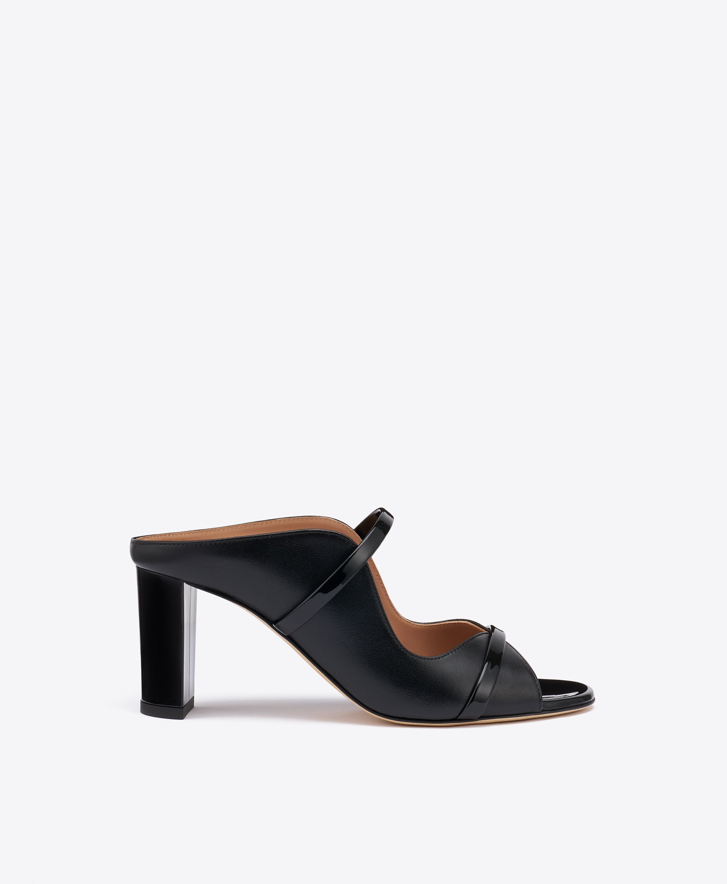 Norah 70 Black Leather Block Heel Sandals|Malone Souliers