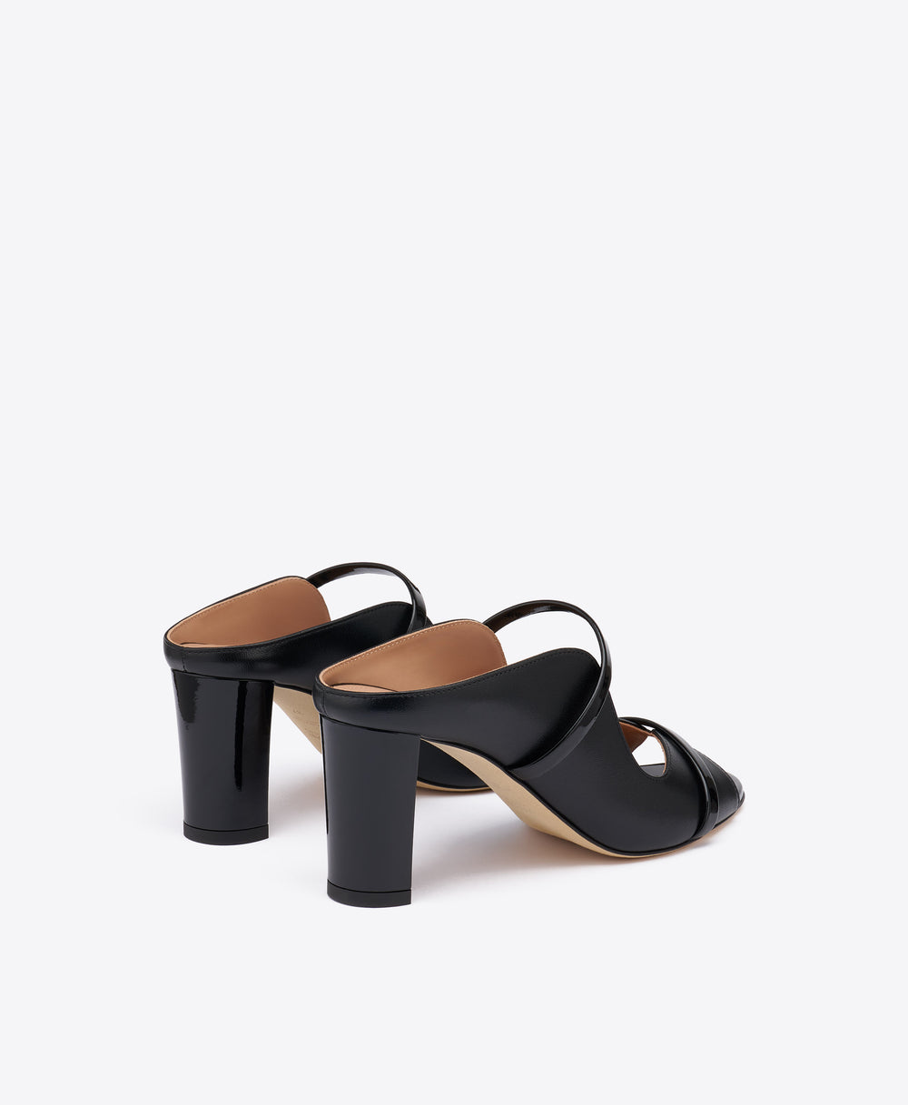 Norah 70 Black Leather Block Heel Sandals Malone Souliers